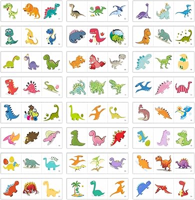 Womaha Dinosaur Series 24 Sheets Tiny Temporary Tattoos for Kids Easy to Tear Thread Tattoo Stickers