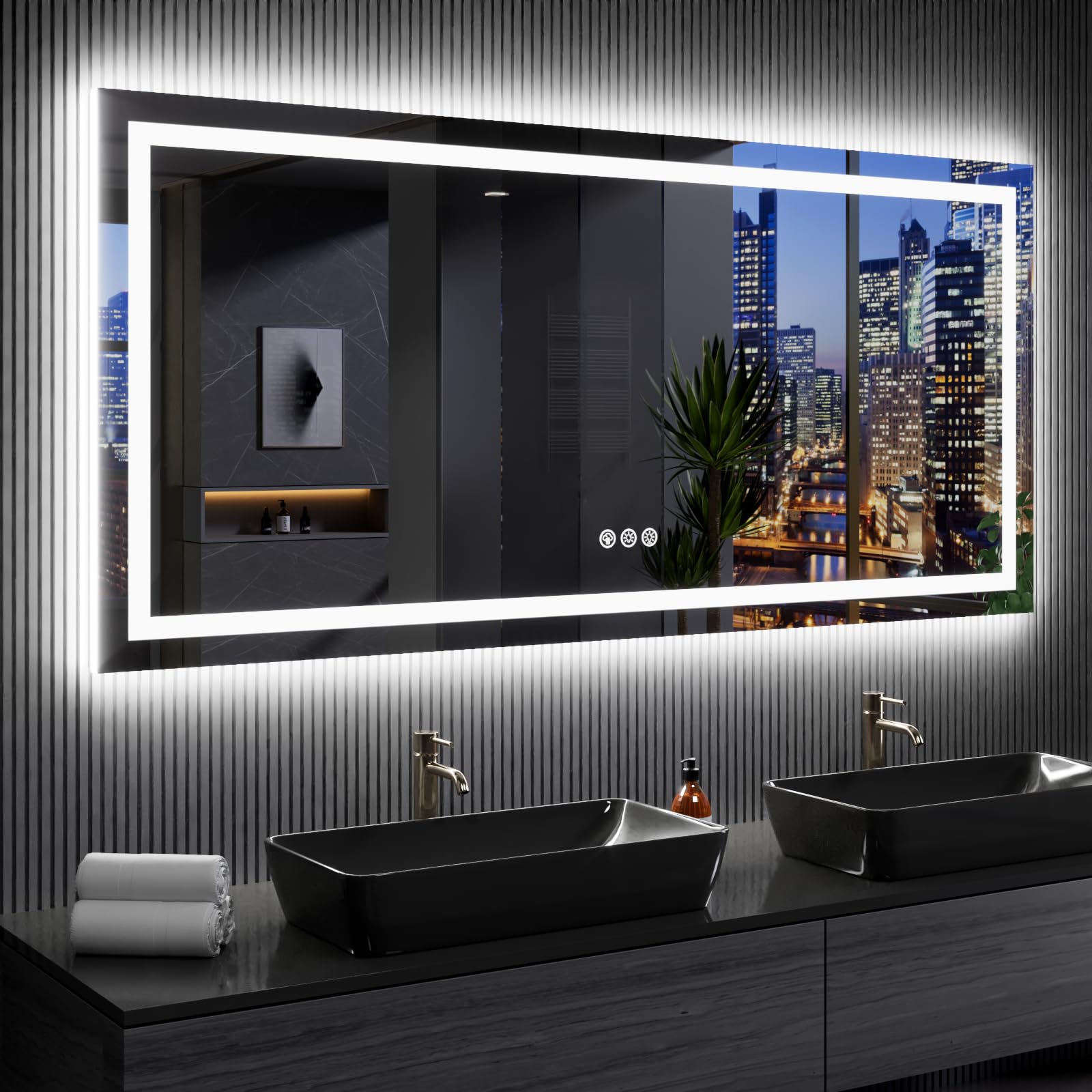 Amazon.com: LOAAO 77"X36" LED Bathroom Mirror with Lights, Anti-Fog ...