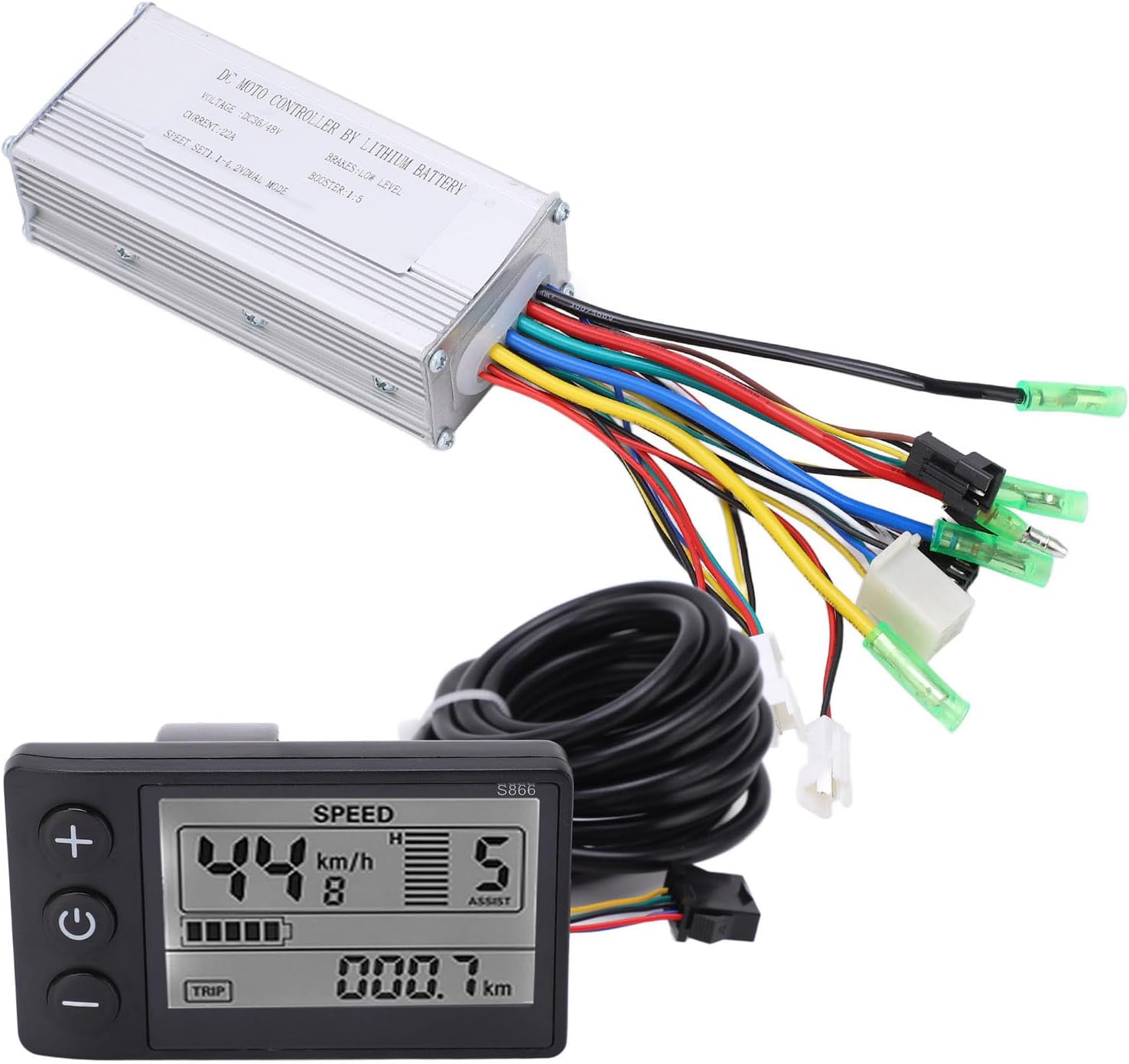 Electric Bicycle Scooter Controller Kit, E Bike Brushless Controller with LCD Display, Weatherproof LCD Display Panel Brushless Controller Kit for Electric Bicycle Scooter Motor