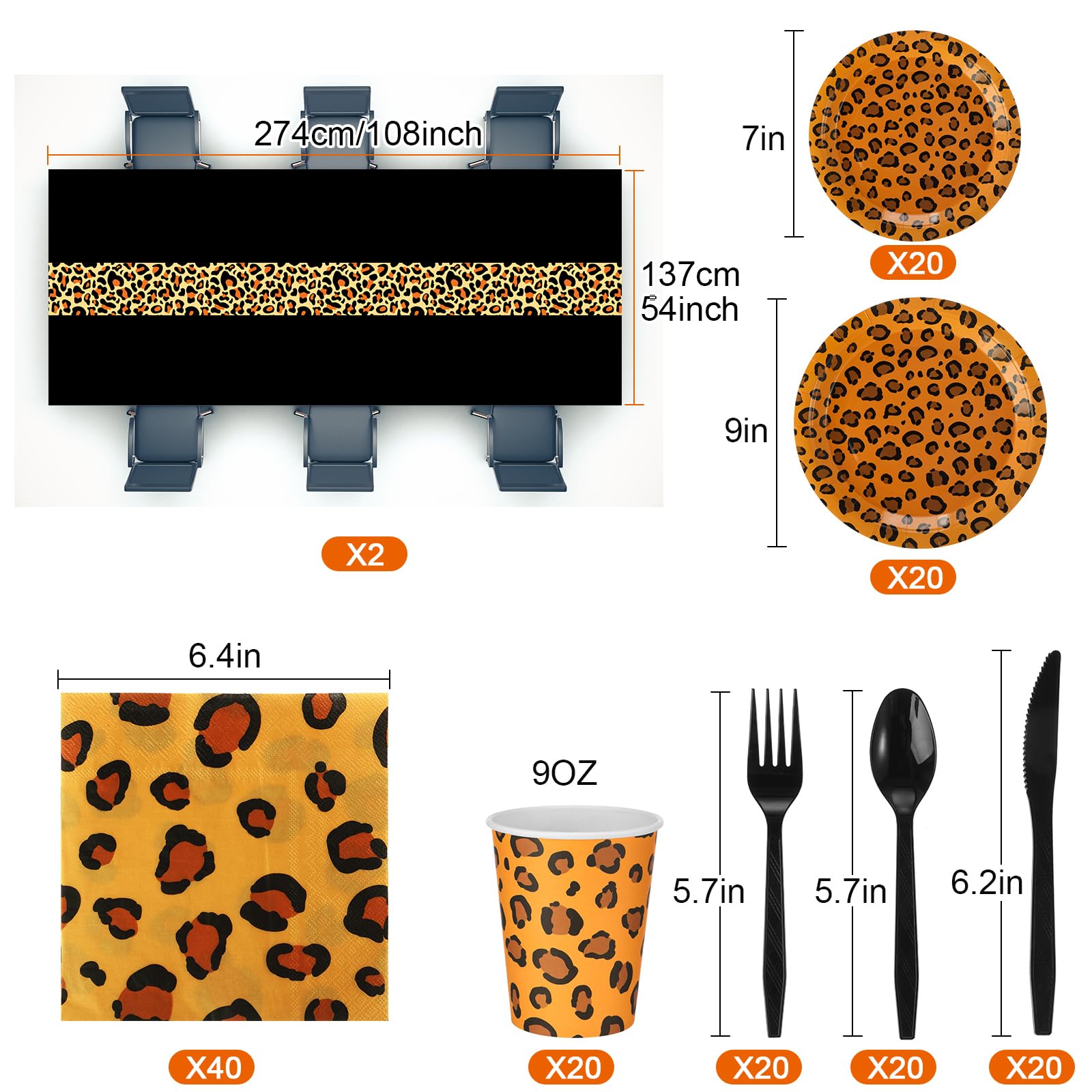 Leopard Print Safari Animal Theme Tableware Decorations Set Oudain 162 ...