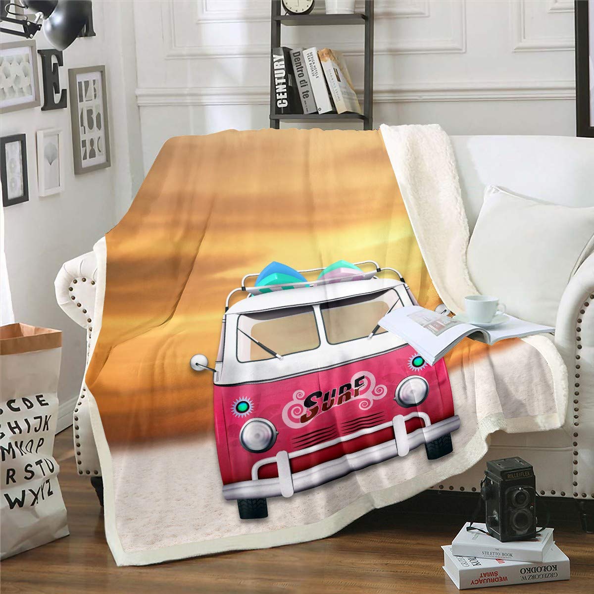 Couverture floue pour canapé lit afin de stopper le froid des soirées d'été