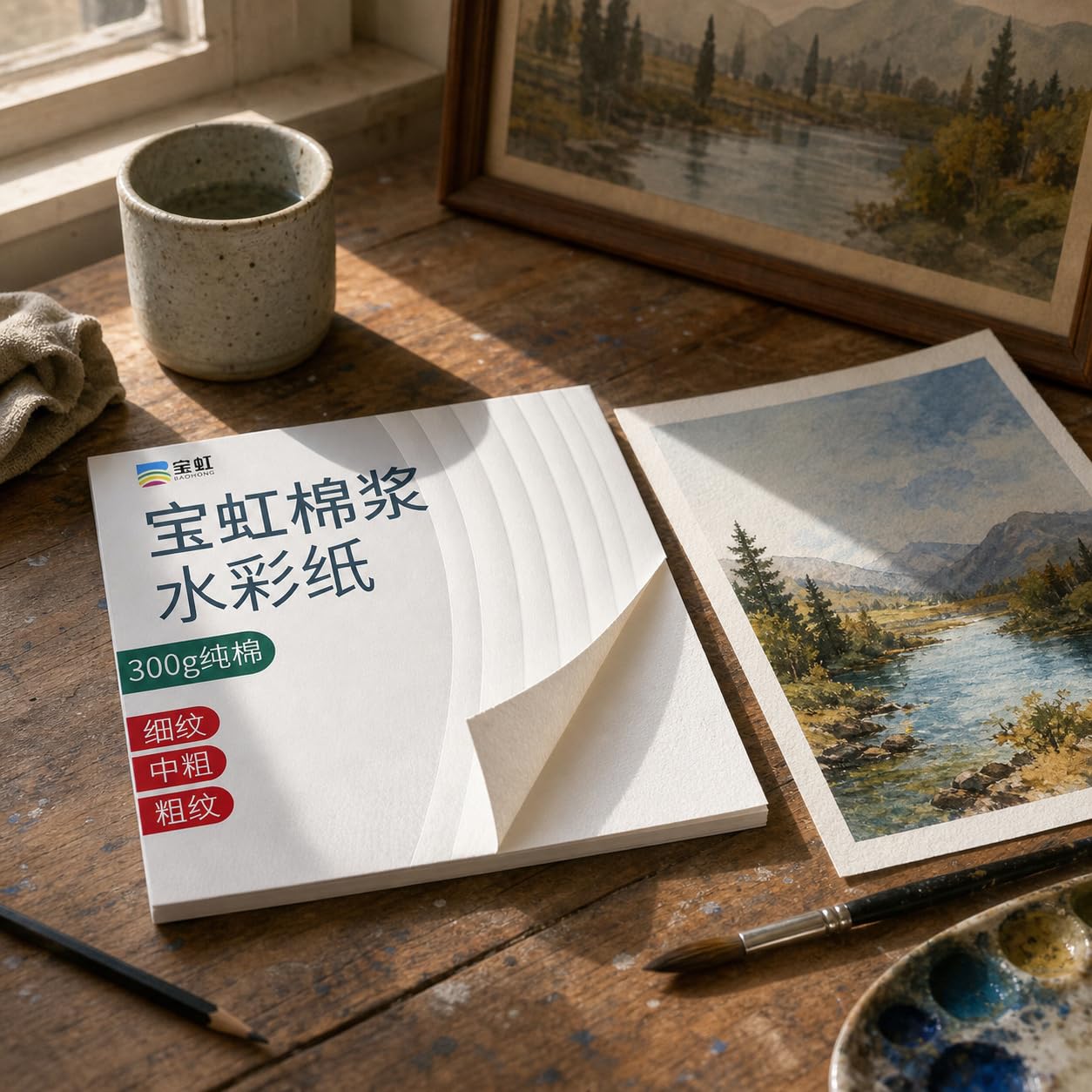 Papier Aquarelle Coton, 4K grain épais 10 feuilles 300g