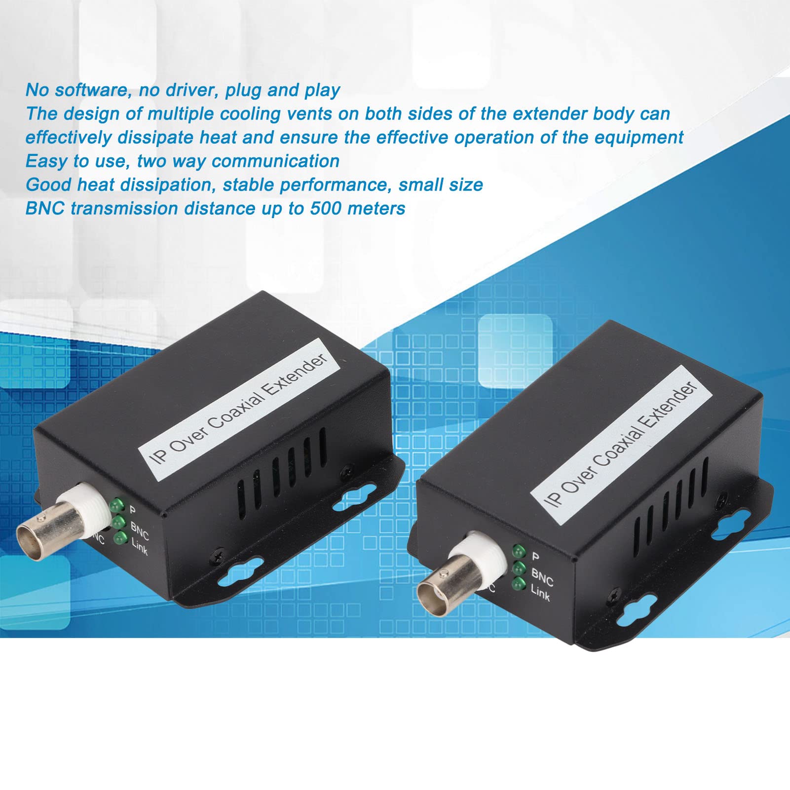 2 Szt. Przedłużacz HDMI Przez Zestaw Ethernet IP, 2-drożna Komunikacja RJ45 Stabilny Mały Rozmiar Ethernet Przez Adapter Koncentryczny - Koncentryczny do 500 Metrów
