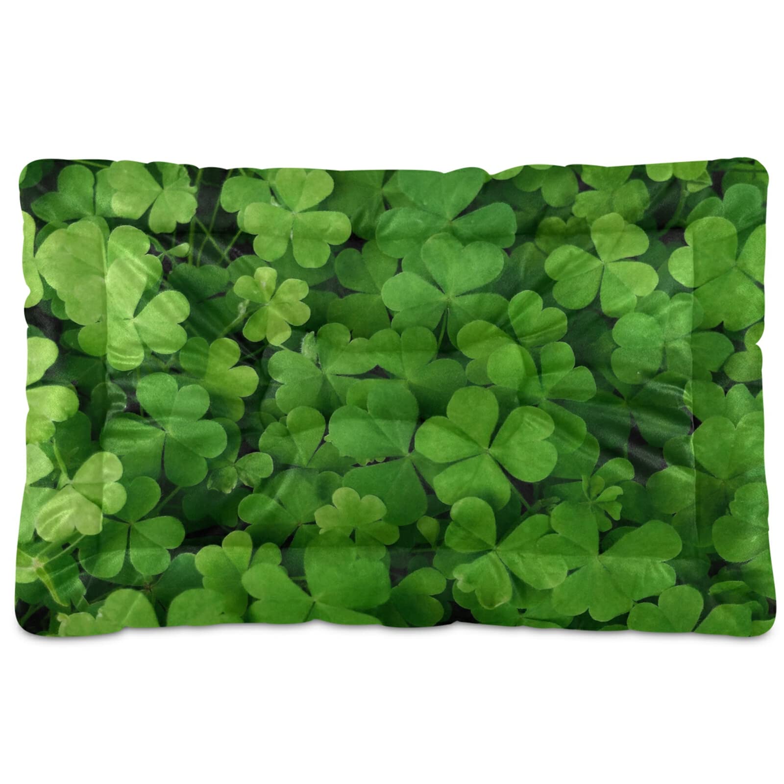 Oyihfvs St Patrick's Day Green Seamless Shamrock Clover Lucky Four Leaves Dog Pet Soft Bed Mat Comfortable Mattress, Non-Slip Washable for Puppy Cat Kennel Rectangle Blanket Sleeping Pad 36x24 inch