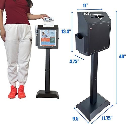 Miniatura 3 de Caja de sugerencias con soporte, caja de presentación de pie, con cerradura de combinación, caja de seguridad para votar, caridad, donación,