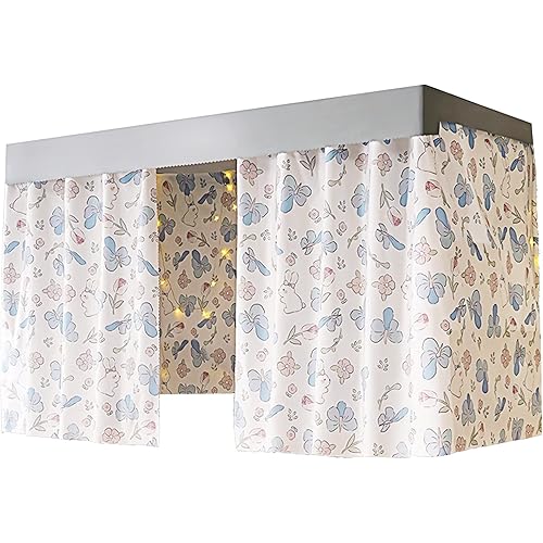 Dorm Single Twin Bunk Bed Tents Drapes Dustproof Blackout Underbed Cloth Bed Privacy Curtains 2 Panels + 1 Top (Color 4, 45.3 x 78.7 in)