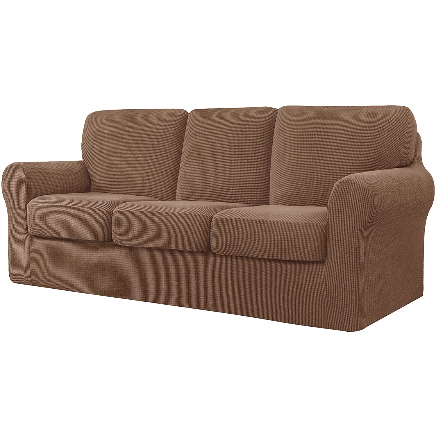Housse de canapé extensible 3 places housse protection séparée café