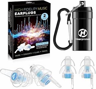 2 Pairs Concert Ear Plugs, Hearprotek Reusable high Fidelity Noise Reduction Music Ear Plugs-Hearing Protection earplugs for Concerts, Musicians, Festival, Nightclub, Loud Live Music (Petite Size)