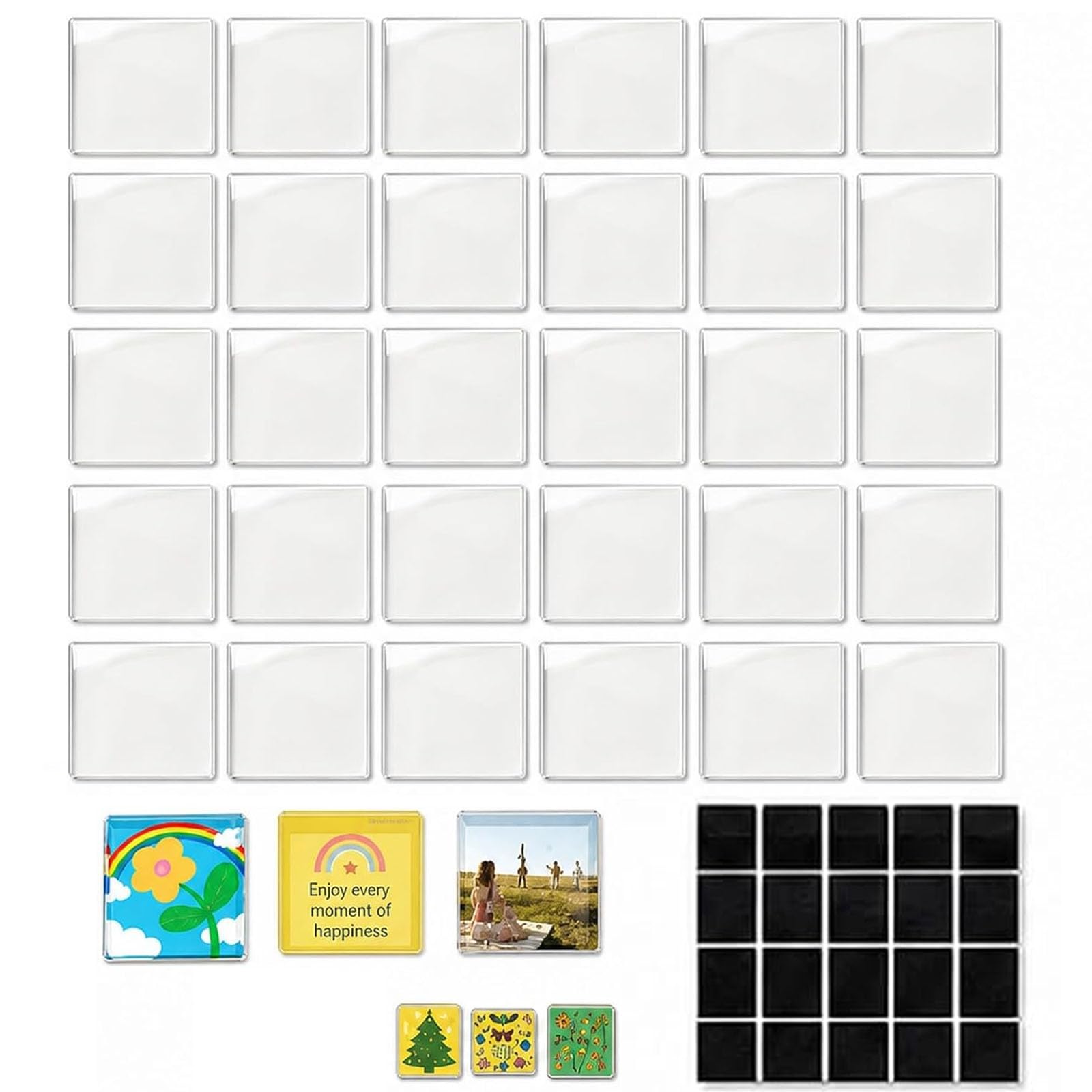 25PCS Acrylic DIY Fridge Magnet Kit, 5 cm Desktop Display,Acrylic Material, DIY Craft Set, 5 cm Square Magnets, Home and Office Display, Personalised Photo Holders