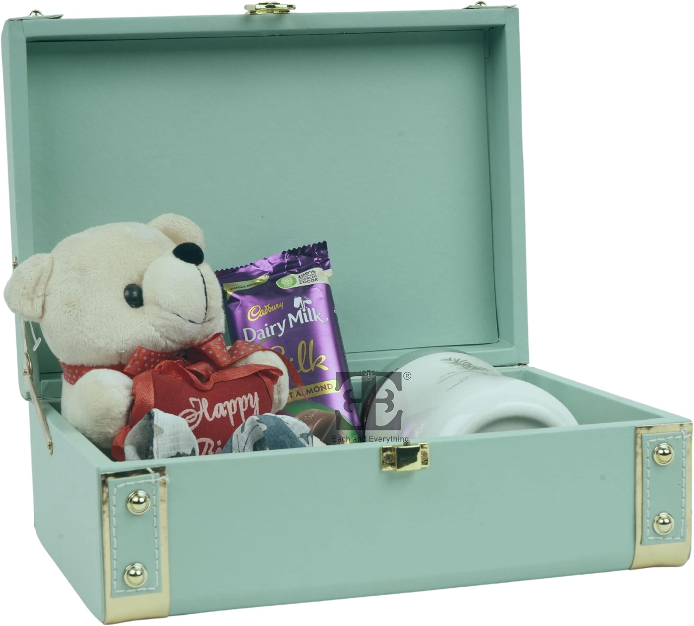 Classic Decorative Gift Trunk Box India Tradition, Engineered Wood, Green, Square
