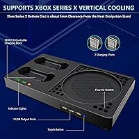 Vista 5 de JYMEGOVR Soporte de refrigeración para Xbox Series X, estación de carga y juego de batería recargable de 2 x 1400 mAh