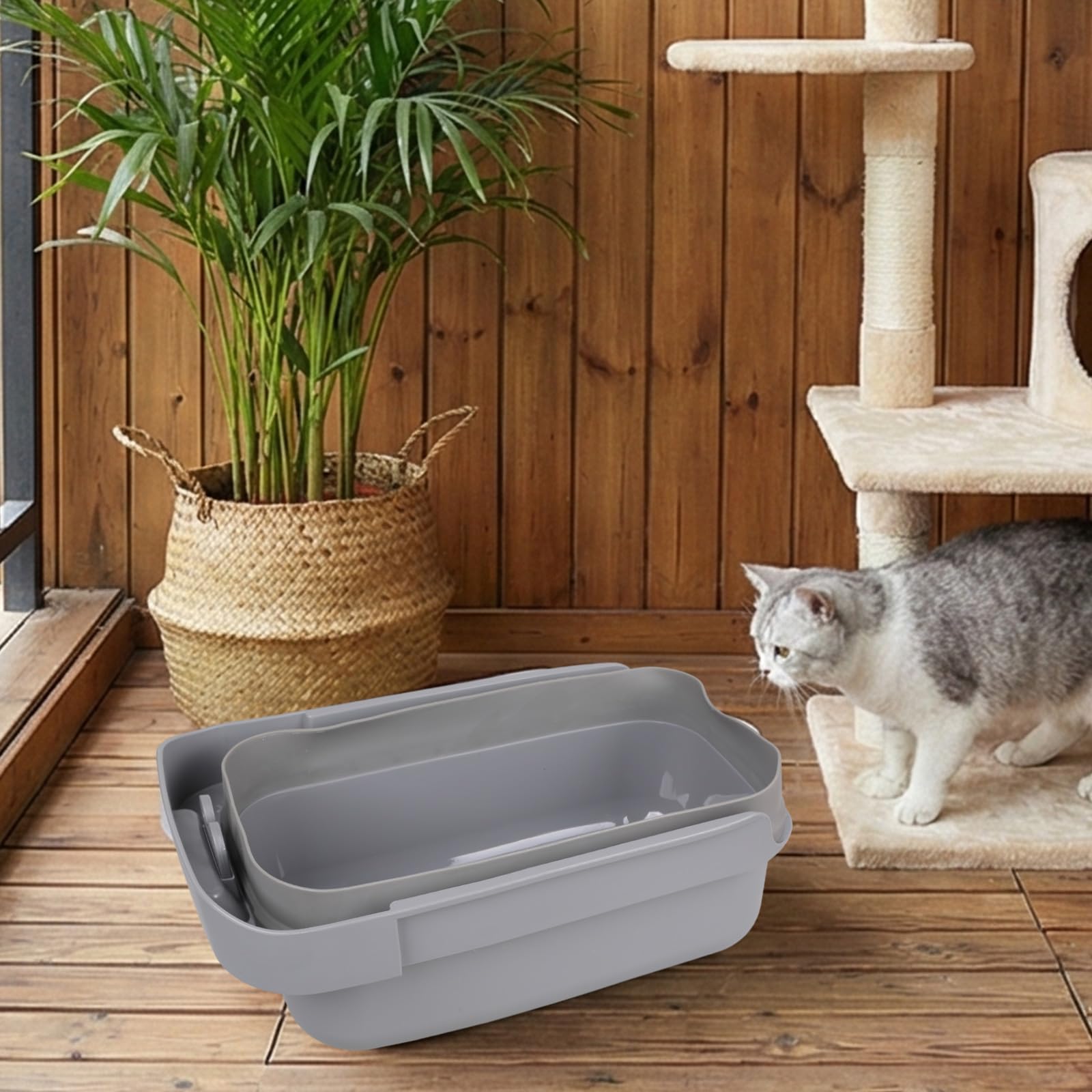 Pieza de repuesto automática para caja de arena para gatos con barrera, rastrillos opcionales para accesorios eficientes de caja de arena