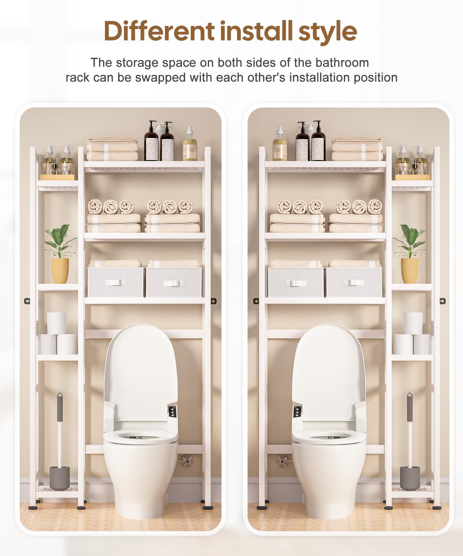 Amazon｜Homde トイレの上収納 バスケットと引き出し付き 竹製バス