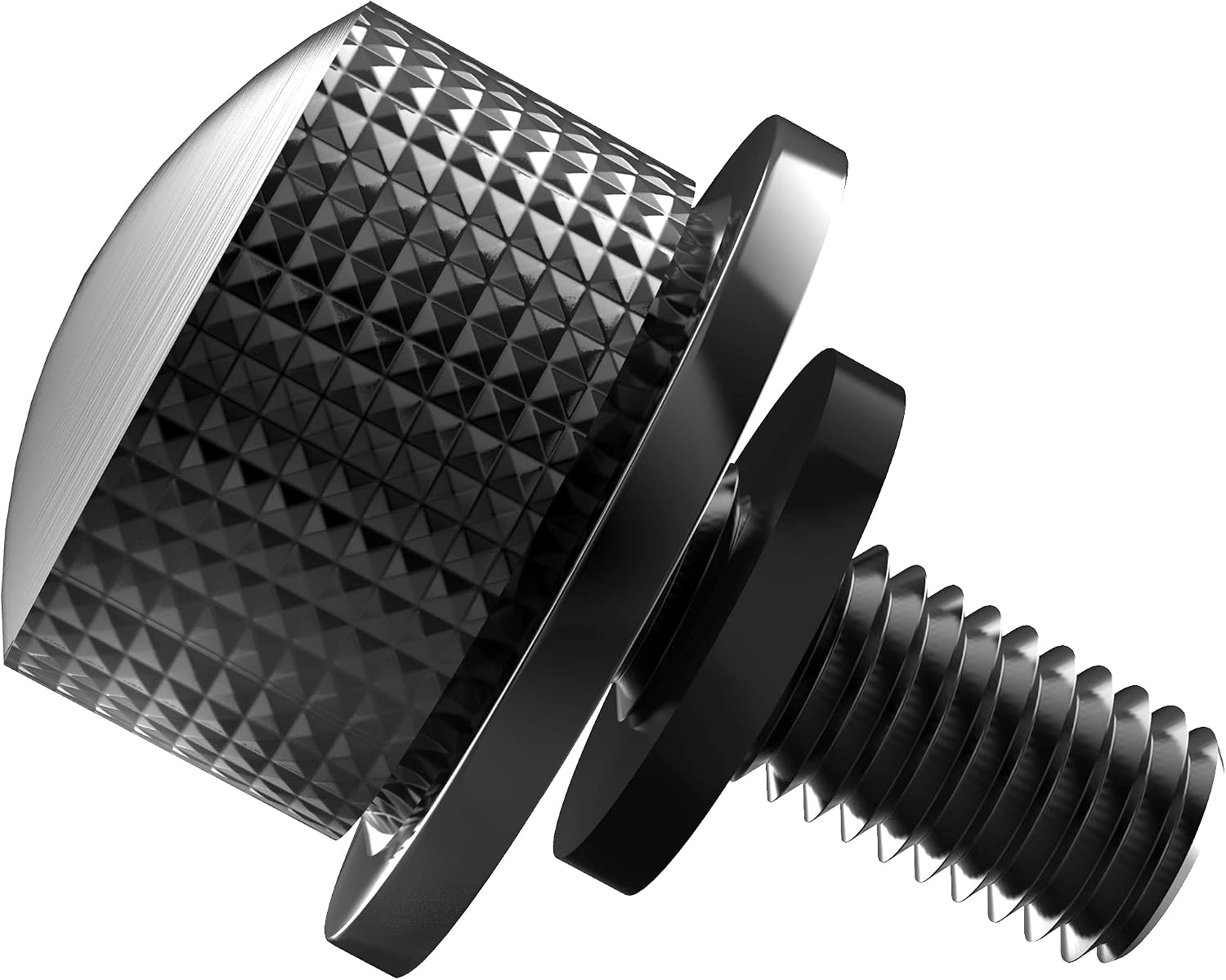 OxGord Stainless Seat Mount Bolt Screw Compatible with Harley Davidson Motorcycles - Billet Aluminum Hard Anodized Screw Cap 1/4 inch - Black