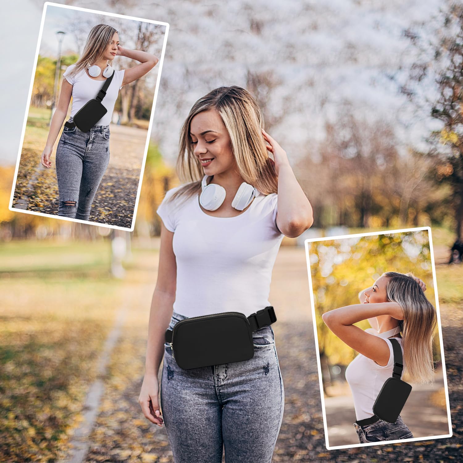 Miss Lulu Bum Bag dla kobiet Bumbag Fanny Pack modne saszetki na pas torby, Czarny, standard size, współczesny