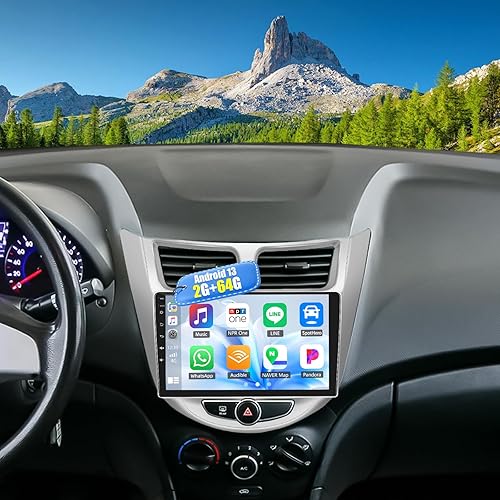 CAMECHO 2+64G CarPlay & Android Auto Receptor estéreo para coche, Android 13 Doble DIN Radio de coche para Hyundai Accent Verna Solaris 2010-2016 disponible en Yaxa Guatemala