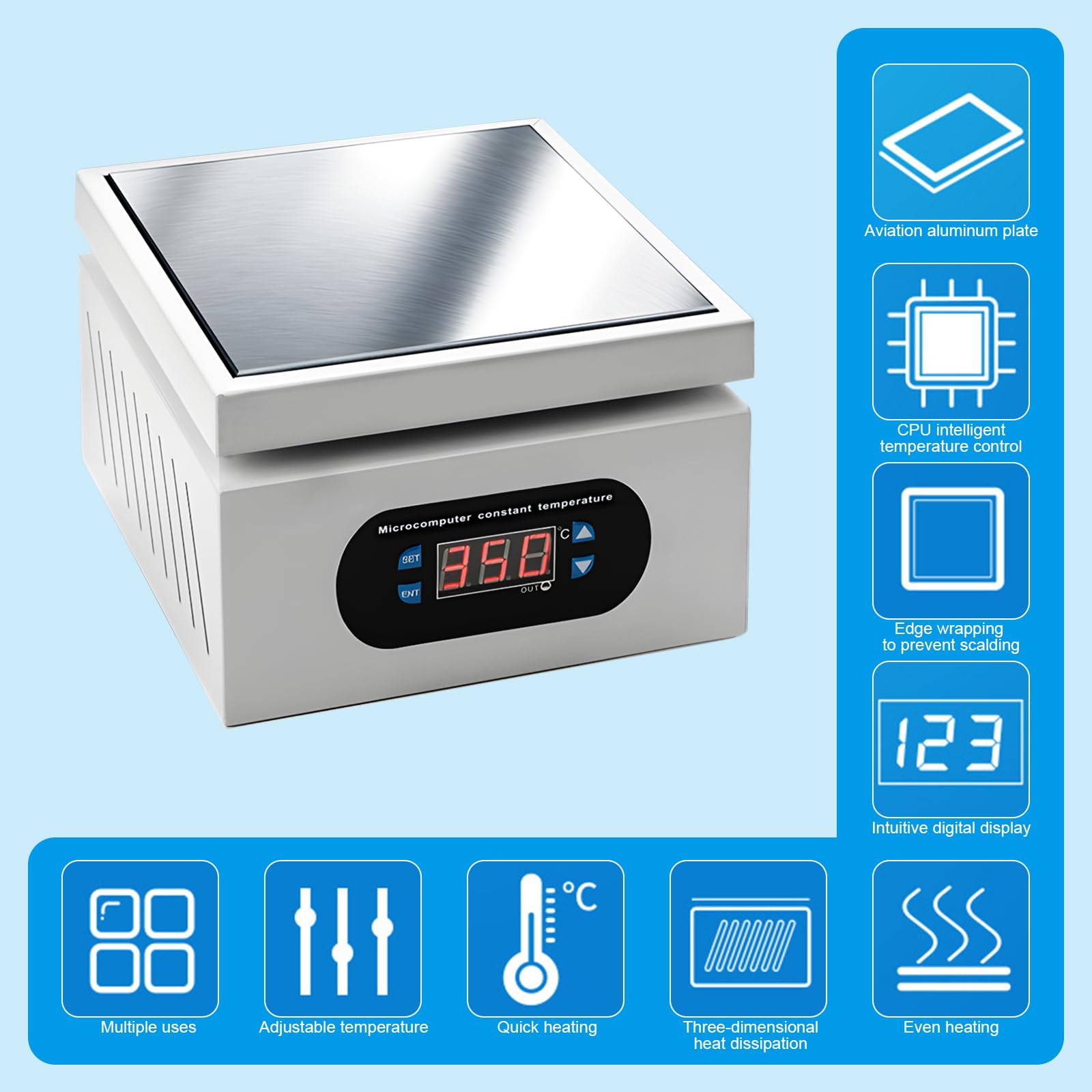 Station de Chauffage PCB, Plaque Chauffante de Soudage 550W | Chauffe Électrique LED Micro-Ordinateur pour Préchauffage Composants, Station de Préchauffage pour Rework SMD 150x150mm