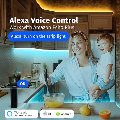 Miniatura 2 de GIDEALED Smart Zigbee 3.0 RGBWW - Tira de luces LED, kit de 16.4 pies compatible con Echo Plus Echo Studio Alexa Control de voz y aplicación RGB