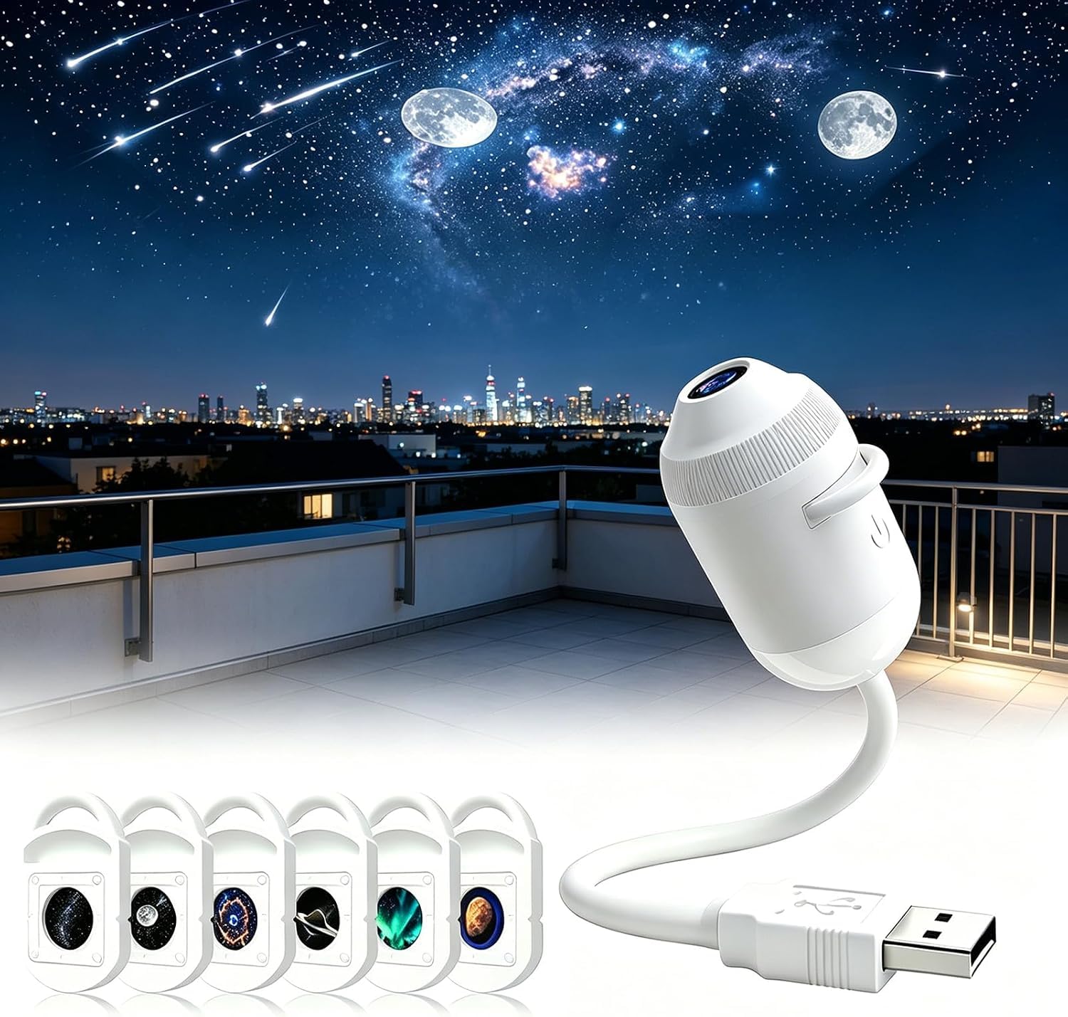 HD Holographic Galaxy Star Projector Night Light, Plug and Play Starry Sky Projection Lamp, Ambient Mood Light for Bedroom Kids Room Party Home Decor Gifts — image 1