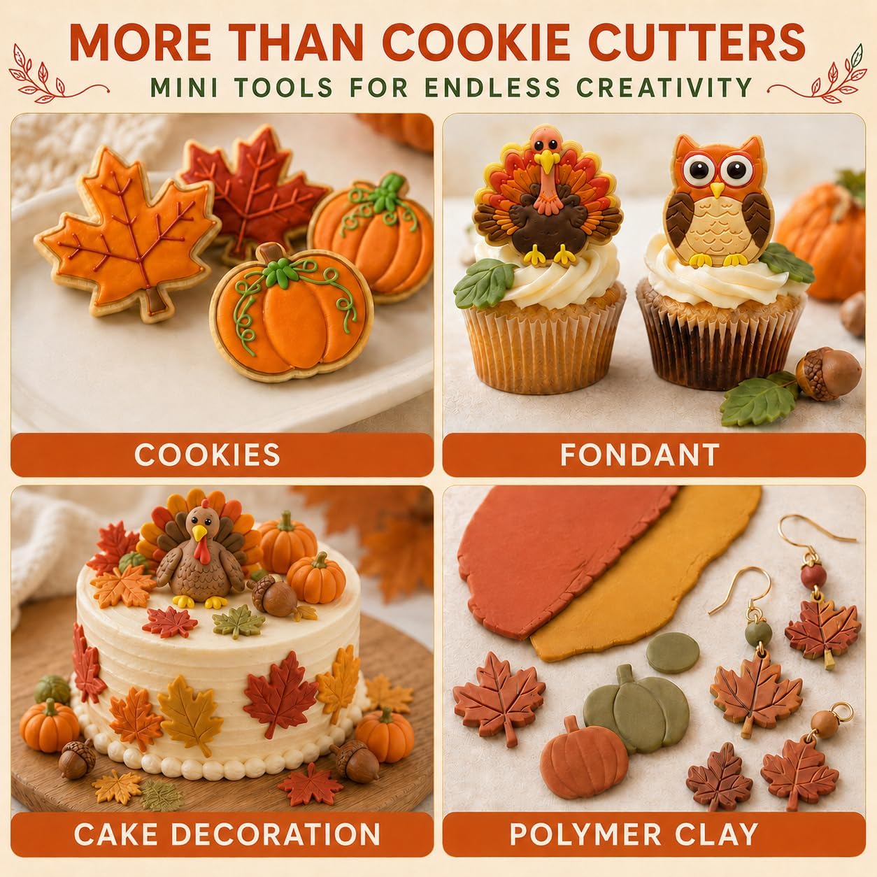 Fall Thanksgiving Cookie Cutter Set,14PCS Mini Fall Cookie Cutters