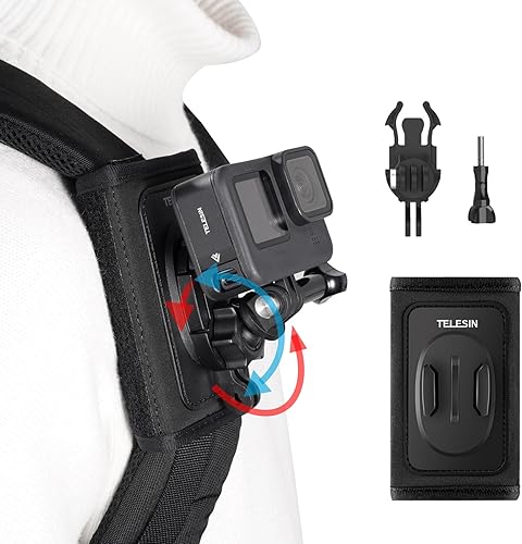 TELESIN Mochila de rotaciĂłn 360 con correa de hombro con almohadilla ajustable y gancho en J, accesorio para correa para GoPro Max Hero 11 10 9 8 7 TELESIN Mochila de rotaciĂłn 360 con correa de hombro con almohadilla ajustable y gancho en J, accesorio para correa para GoPro Max Hero 11 10 9 8 7