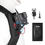 TELESIN 360 Backpack Mount Shoulder Strap Clip Holder w Quick Release Adapter Base for GoPro Max 13 12 11 10 9 8 Insta360 X5 X4 Ace Pro 2, DJI Osmo 360 Action 5 Pro Pocket 3 Bike Motorcycle Accessory