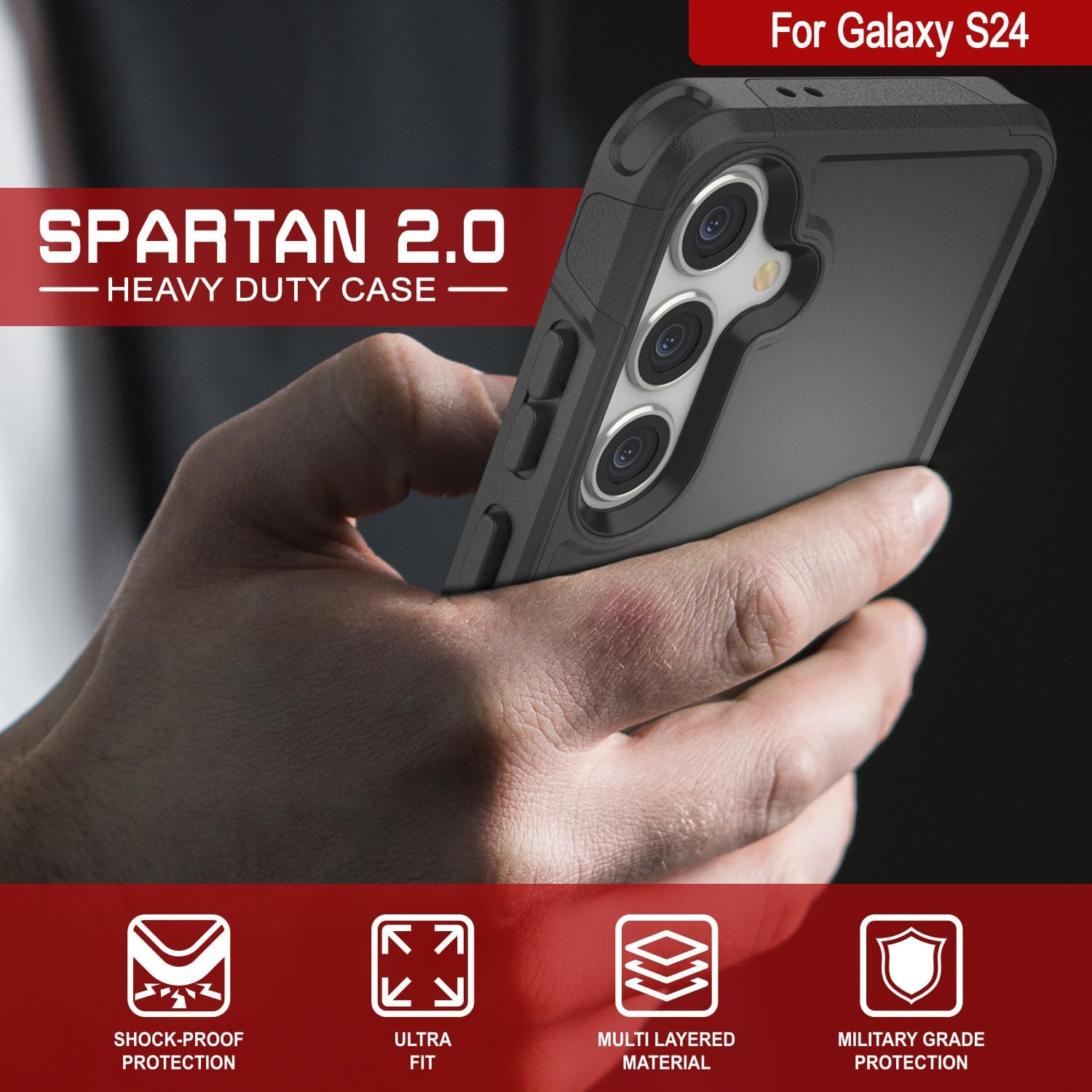 PunkCase Galaxy S24 Case [Spartan 2.0] Clear Rugged Heavy Duty Cover | Ultra Slim Military Grade Protection W/Raised Bezel Design for Galaxy S24 5G (2024) (6.2")