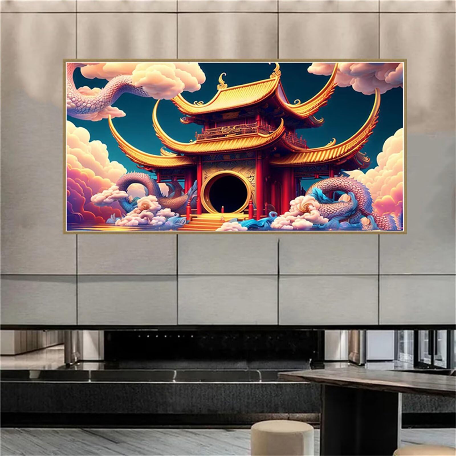 Peinture diamant adulte château du dragon kit complet de broderie 60x120cm