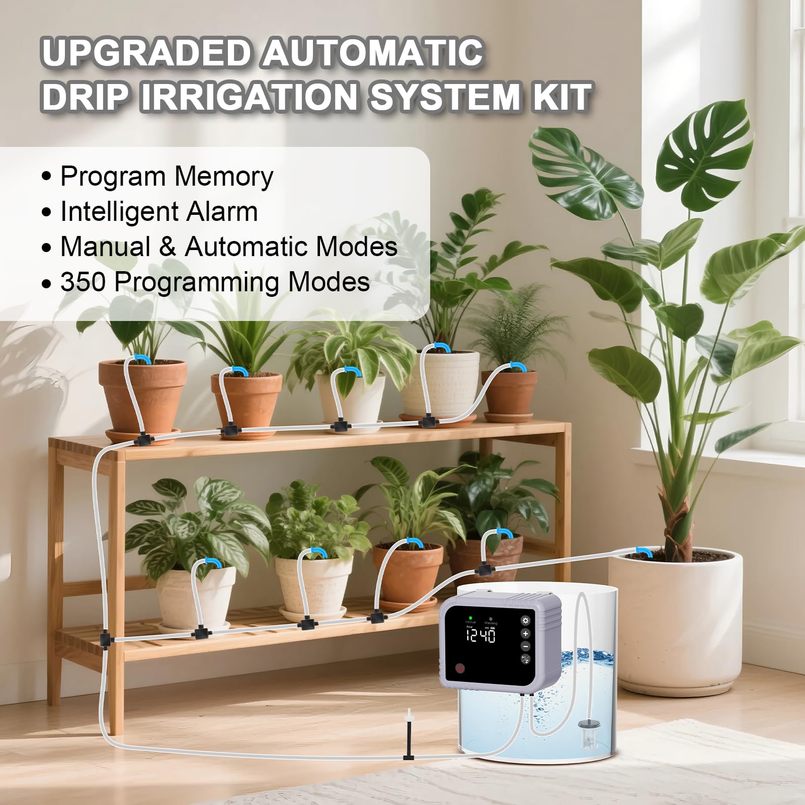 YAHAMOO Bewässerungssystem Automatische Bewässerung Zimmerpflanzen, 350 Automatische Bewässerung Modi Tröpfchenbewässerung System für Indoor, Garten, Balkon Pflanzen, für bis zu 15 Topfpflanzen