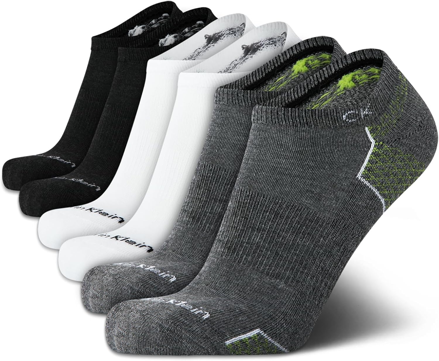 Calvin Klein Mens No Show Socks - 6 Pack Soft Cotton Blend Cushioned Athletic Low Cut Socks for Men for Sports and Running
