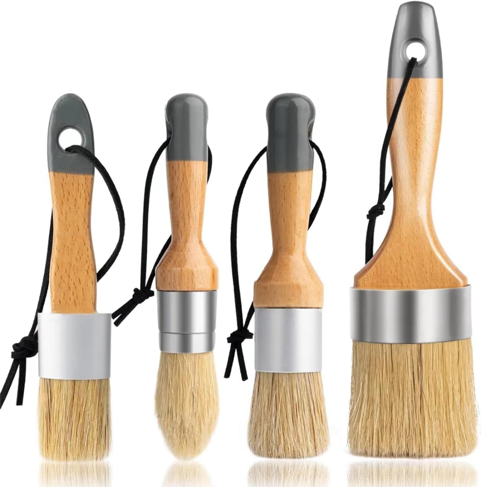 YiBaiBrush Chalk Paint Brush, 4 Pack Paint Brush Set, Natural Bristles, Paint Brushes Decorating, Chalk Paint Brushes for Furniture, Paint Brush Set for Walls