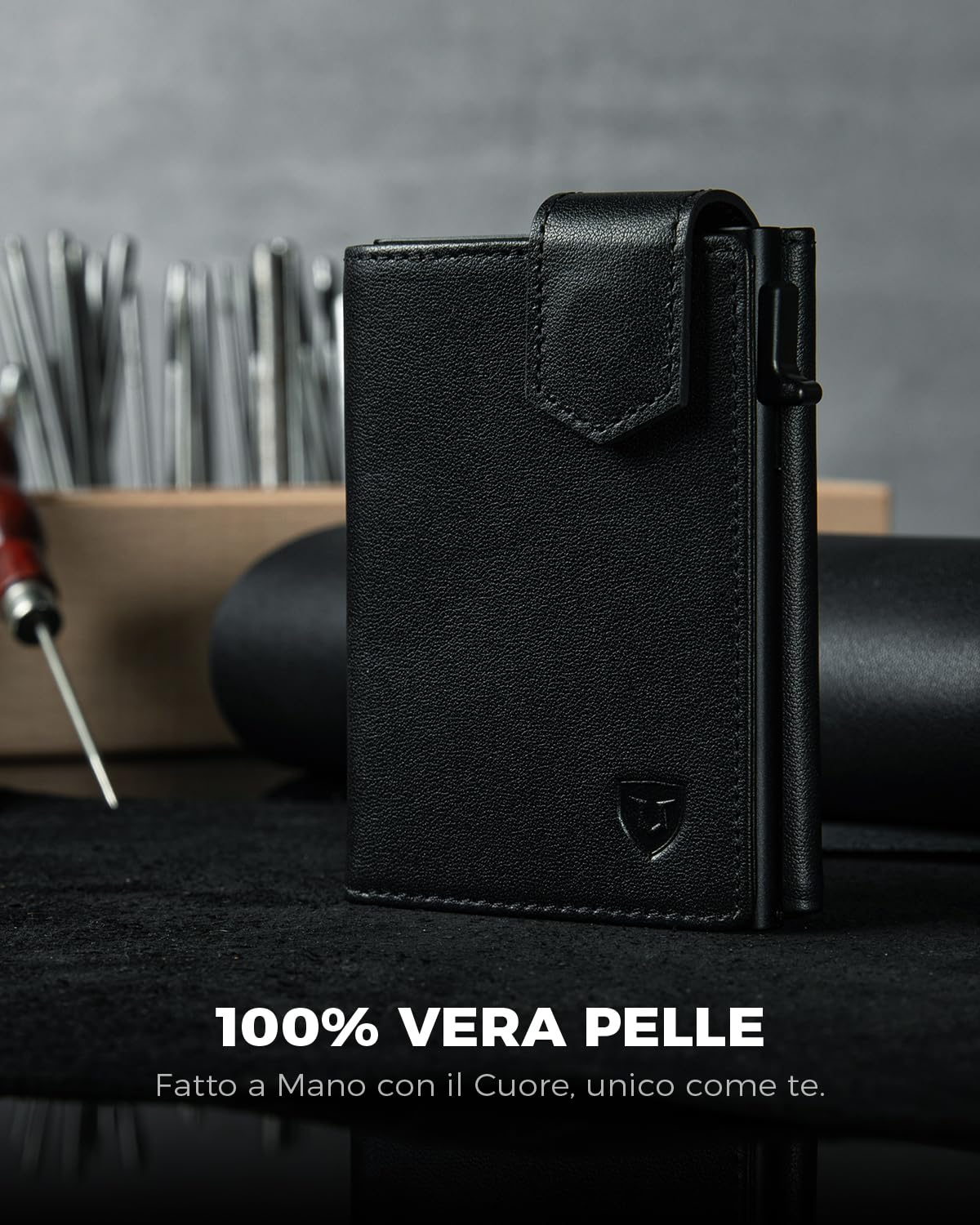 LORZOR® Portafoglio Uomo Slim vera Pelle, Porta Carte di Credito con Protezione RFID & Portamonete, Portacarte Uomo Pop-up Contenere 10 Carte, Porta Tessere Tascabile, Magnetica