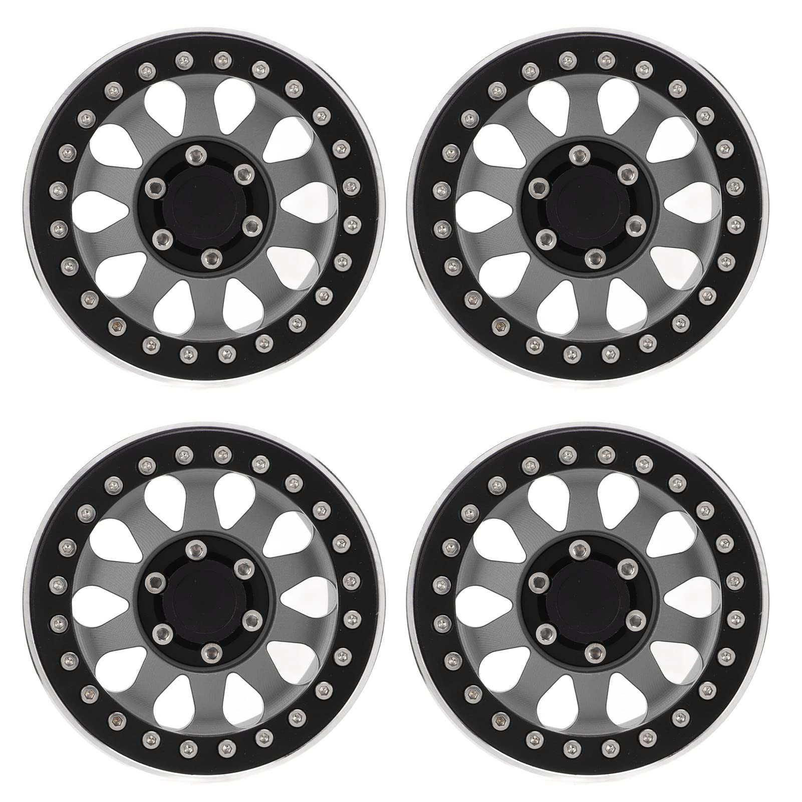Cerchi per ruote di auto RC, 4 pezzi, cerchi di ricambio in lega di alluminio per auto RC SCX6 1/6, ruota leggera e resistente da 2,9 pollici per auto telecomandata fuoristrada con (Di Colore)