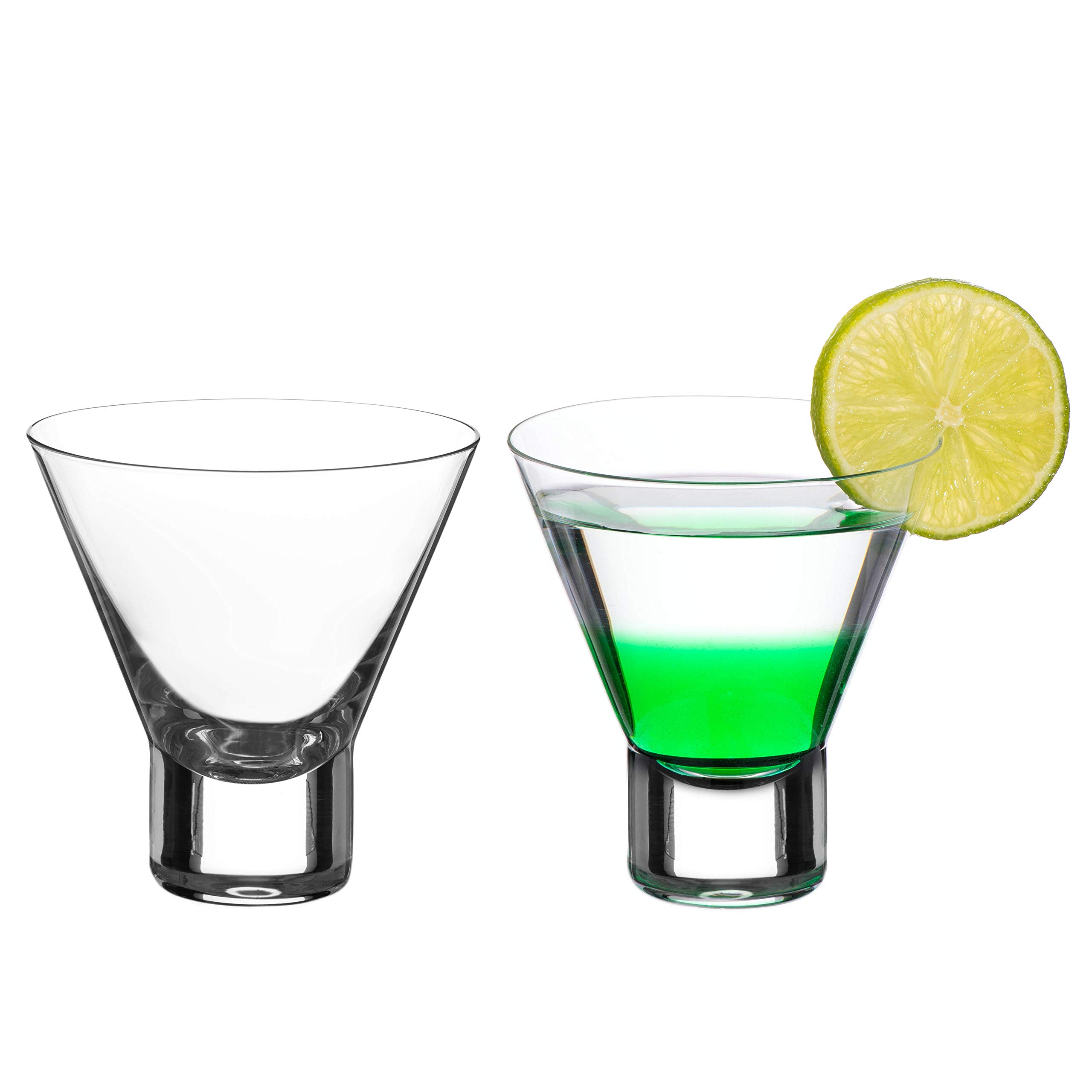 DIAMANTE Copas de Cóctel Martini - 4 Vasos Cortos de Cristal sin Tallo para Cóctel Martini Mojito Postre o Cuenco de Aperitivos- Colección 'Auris' – Juego de 4
