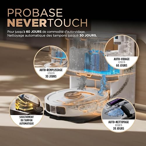 Shark PowerDetect Aspirateur Robot Laveur avec Base autovideuse et nettoyante de 60 Jours – Navigation 3D LiDAR – WiFi/App – 4 tampons Anti-microbiens, 1 Cartouche Anti-odeurs, 2 brosses – Blanc Moka - 4