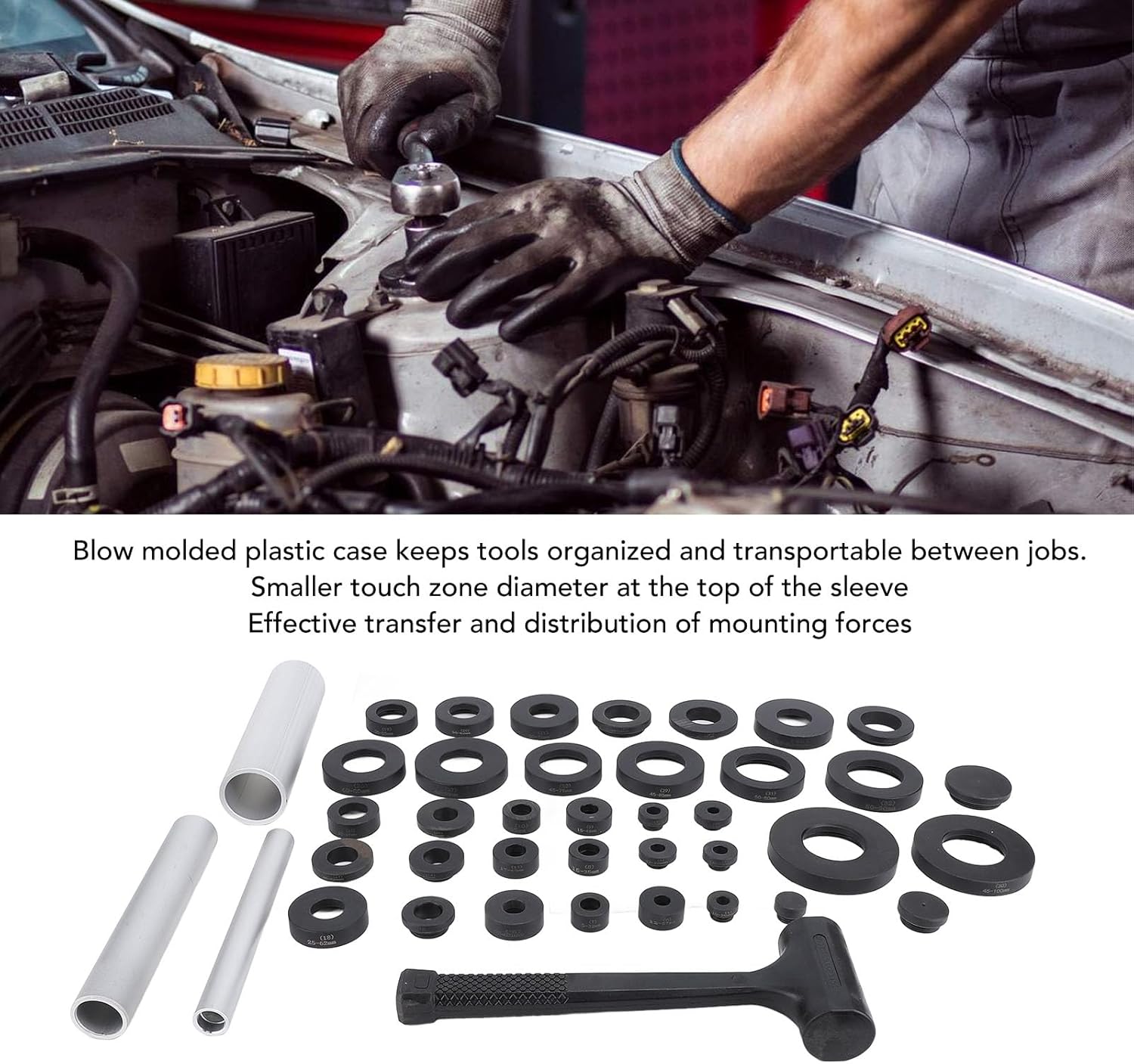 37PCS Bearing Installation Kit, Bearing Installation Tool Set, Oil Installer with Nylon Drift, Metal Sleeves for Bearings Bushings, Includes Storage Box