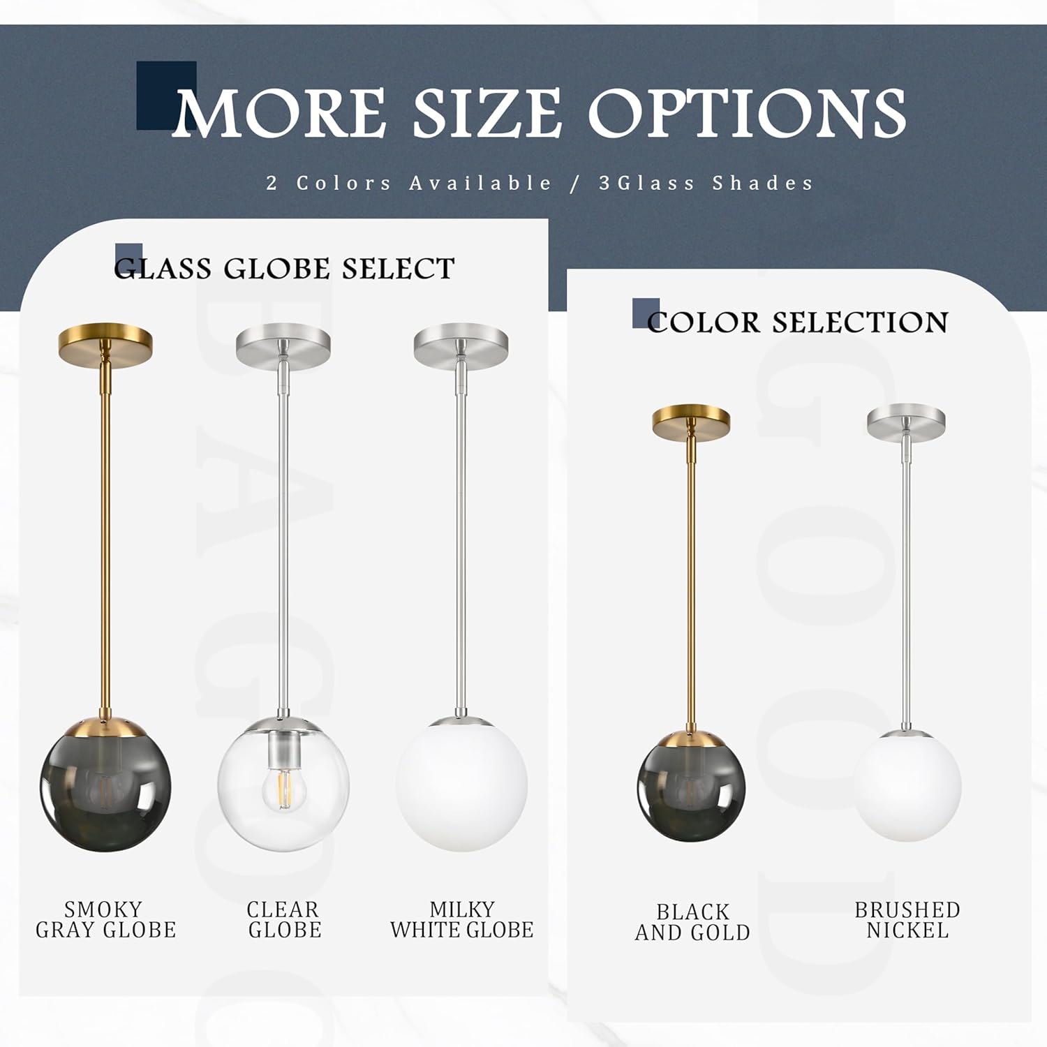 Bagood 14 Inch Globe Pendant Light Nickel Large Globe Pendant Lights Kitchen Island Mid Century Light Fixture with Hight Clear Glass Adjustable Hanging Lights for Living Room Foyer (Bulb Included)