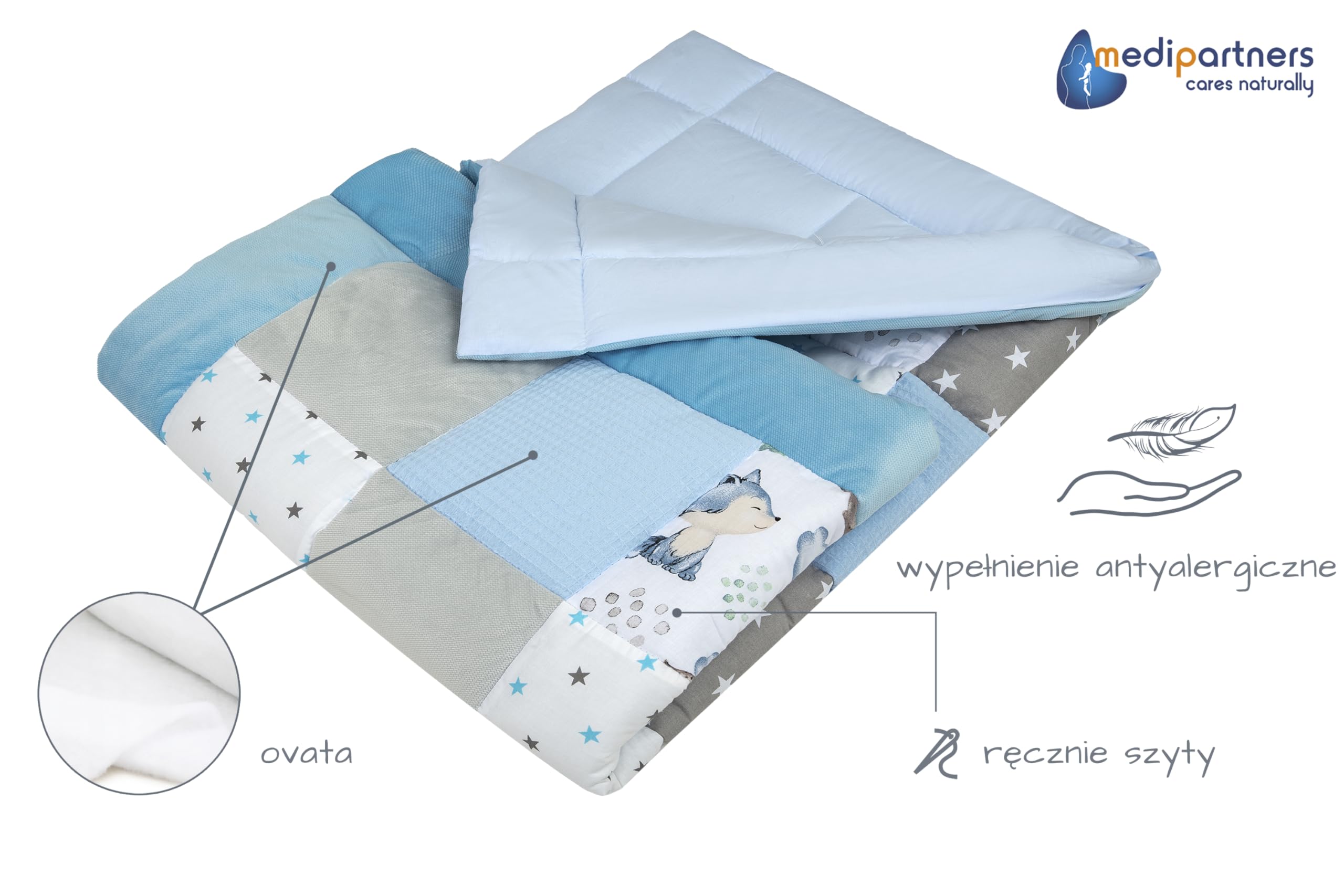 Medi Partners Koc do raczkowania Mata do zabaw 100% bawełna 120x120cm Wielofunkcyjny Gruby Miękki dla niemowląt
