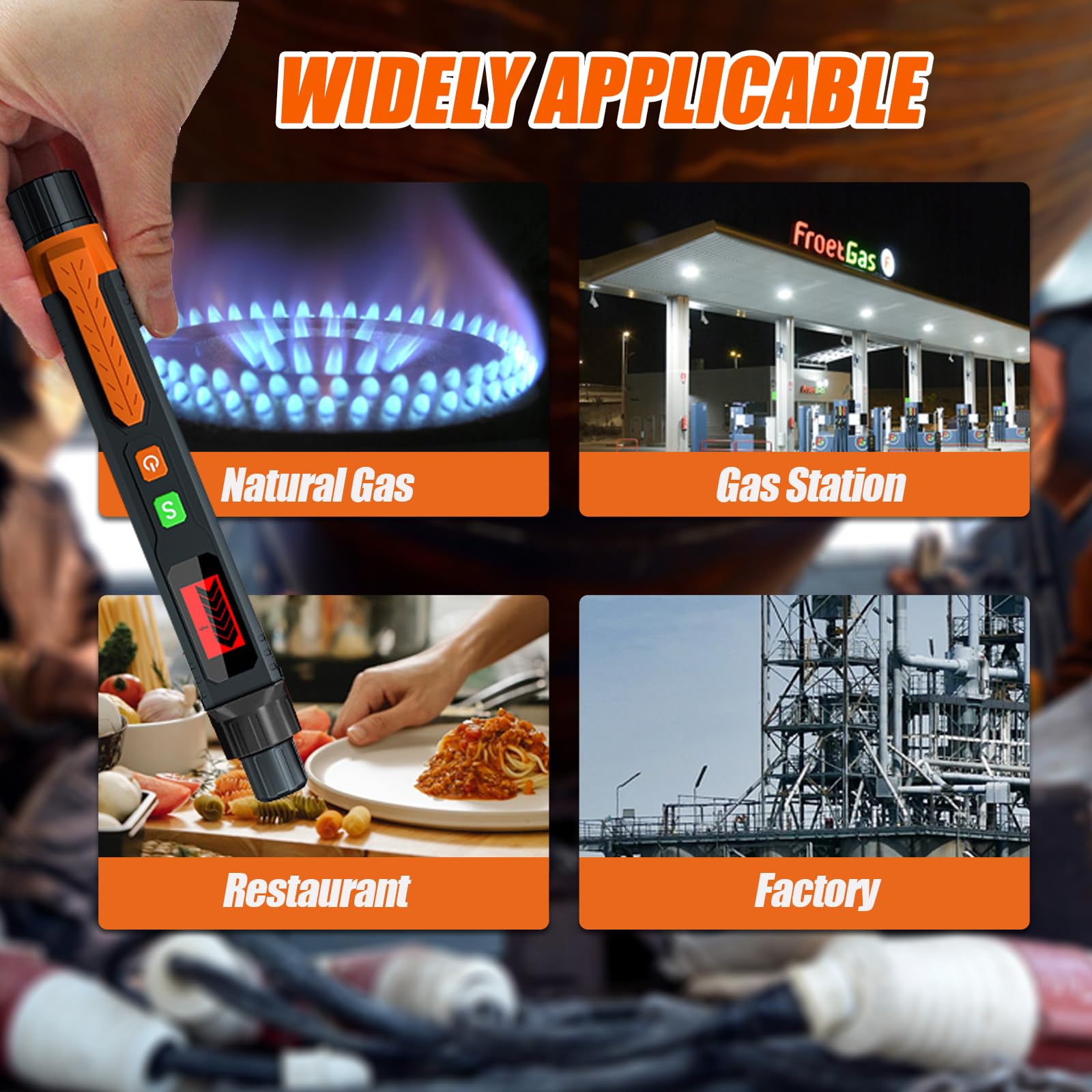 Detector de fugas de gas natural, portátil con alarma audible y visual, para gas combustible como metano, propano -50 A