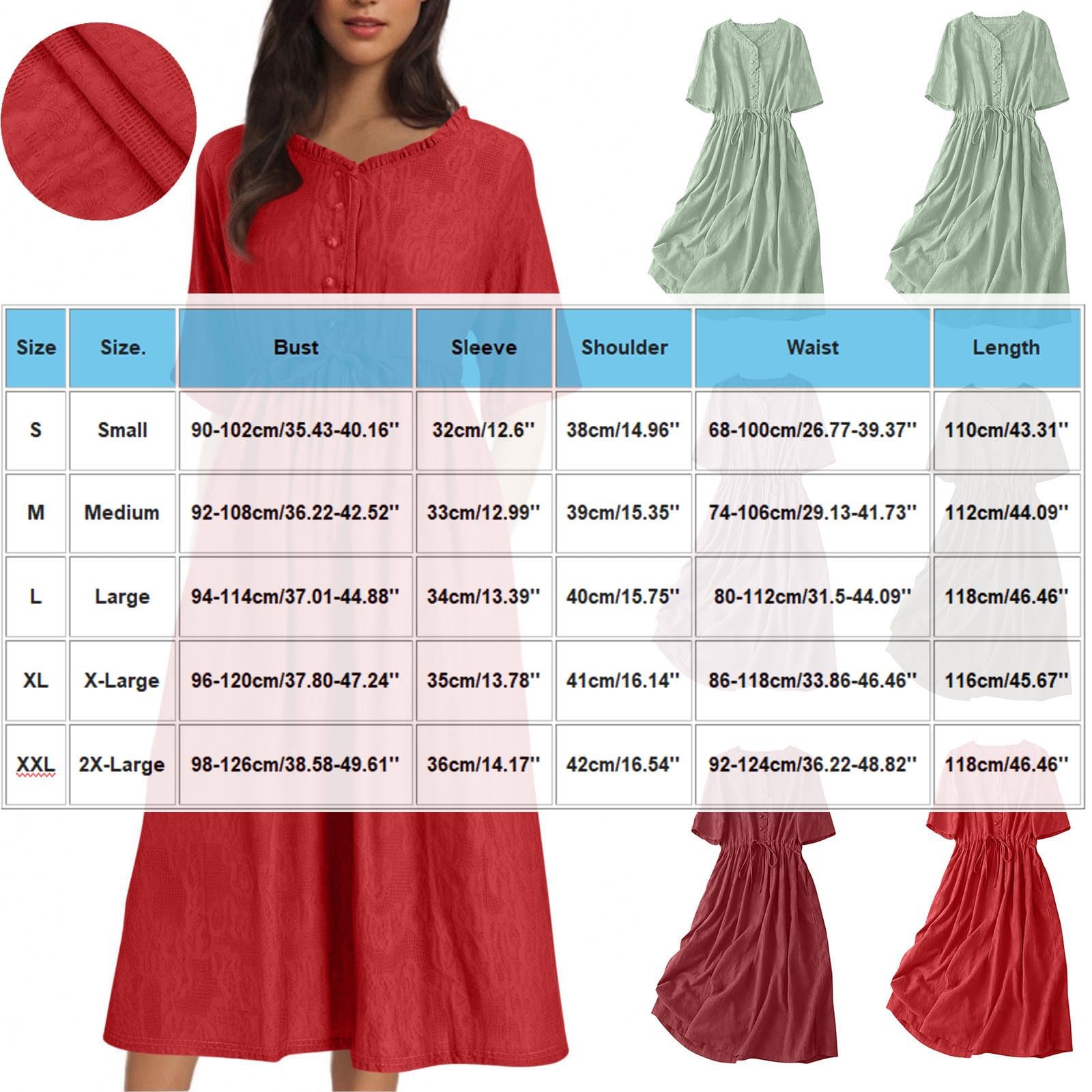 Vestido Mujer Verano Largo Vestidos Casual con Media Manga Cuello en V Color Sólido Elegante Vestido Jacquard con Botones y Cinturón Sueltos Cómodo Vestido Midi Línea A para Uso Diario