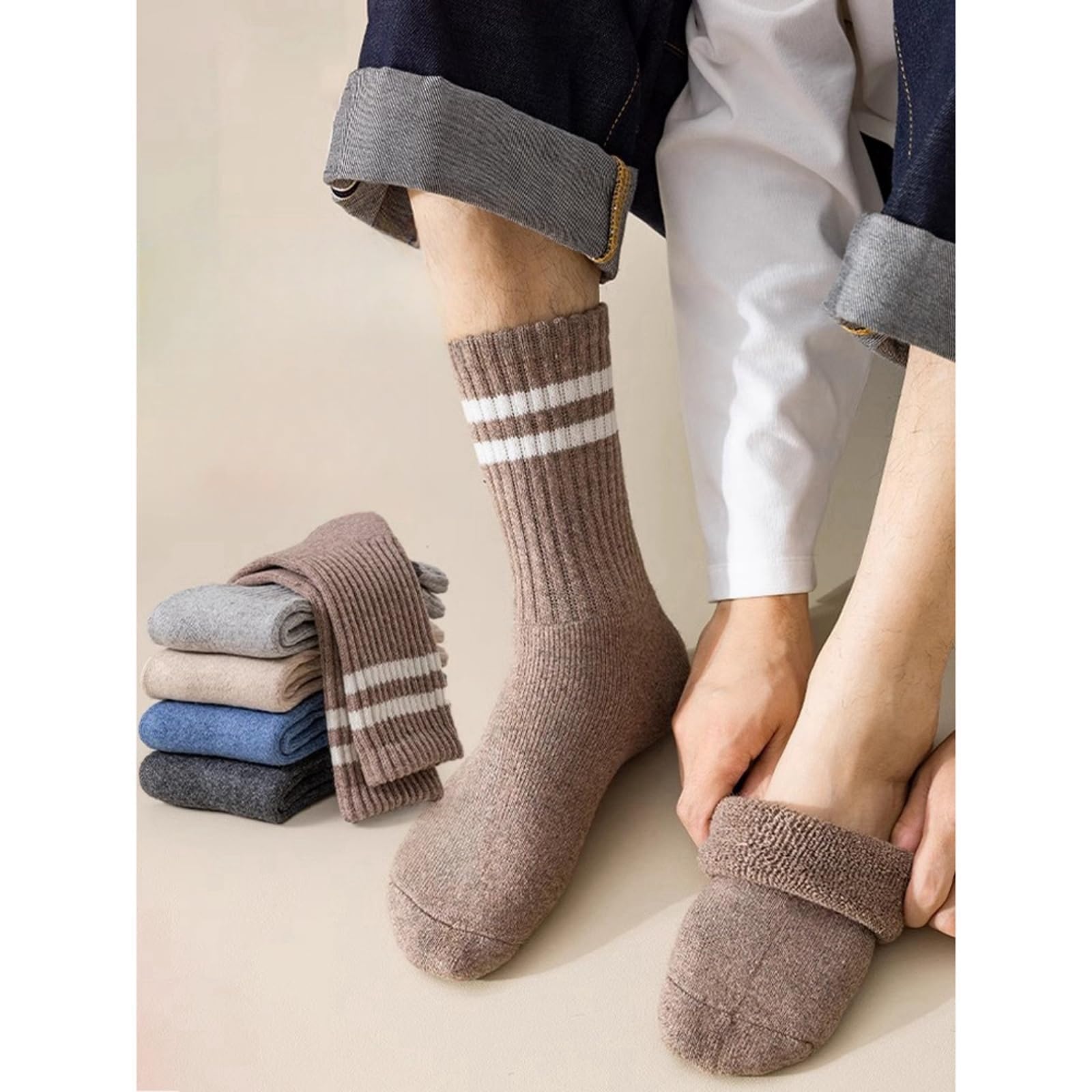 svlftecon Unisex Wool Winter Thermal Socks Cozy Warm Hiking Crew Boot Socks Wool for Winter Crew Series 9V3