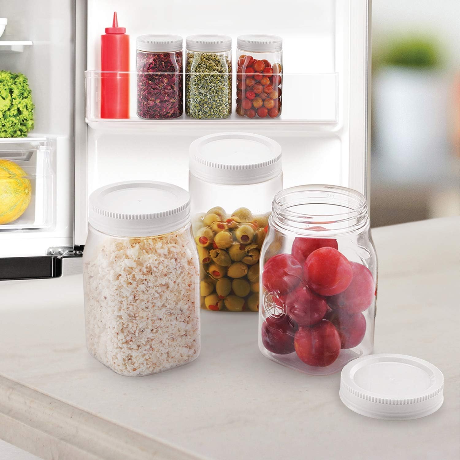 Cello Set of 9 Fridge Door Canisters White (3 Pieces-500ml 3 Pieces-750ml and 3 Pieces-1000ml)