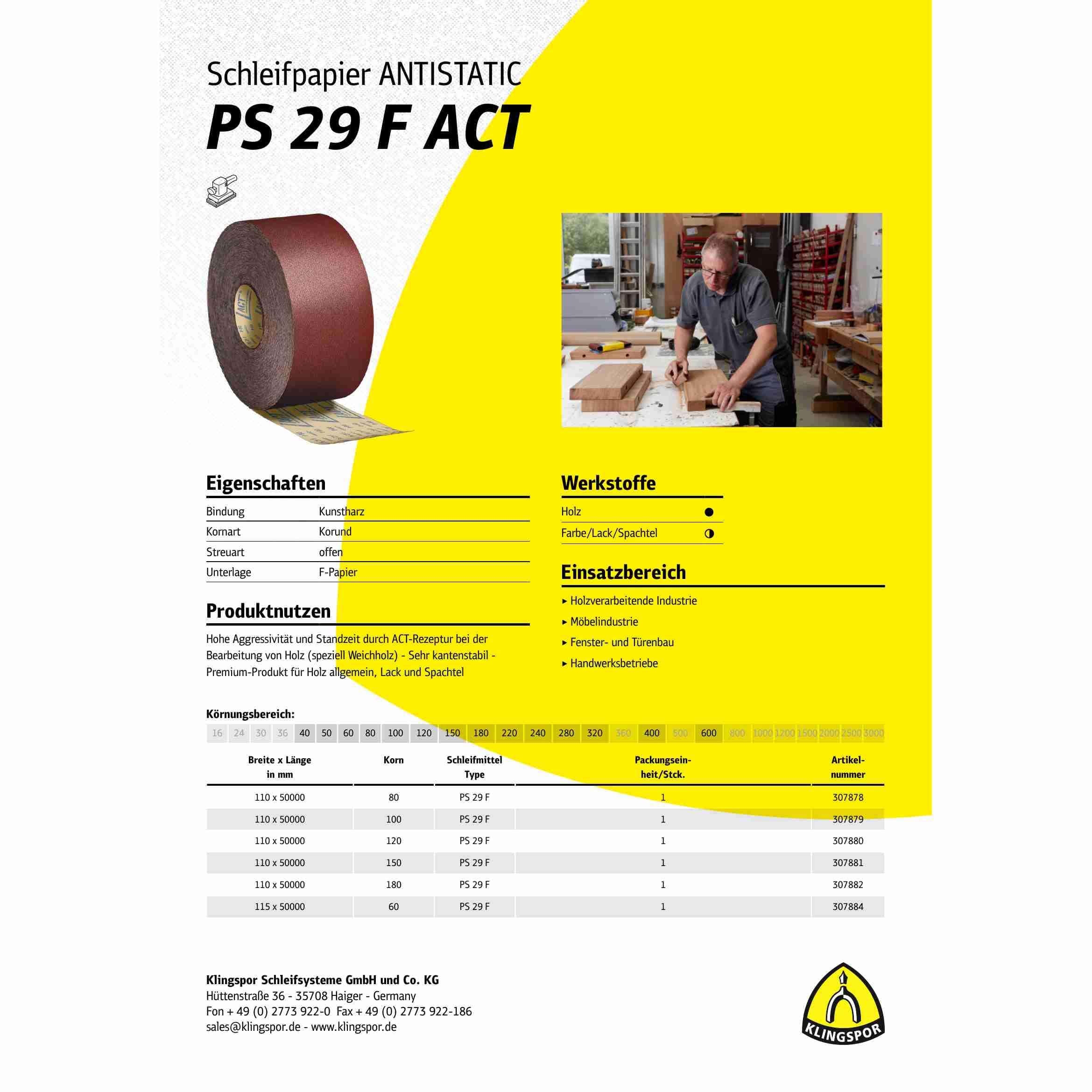 PS 29 F Schleifrolle, 115 x 50000 mm Korn 60 Art.: 307884