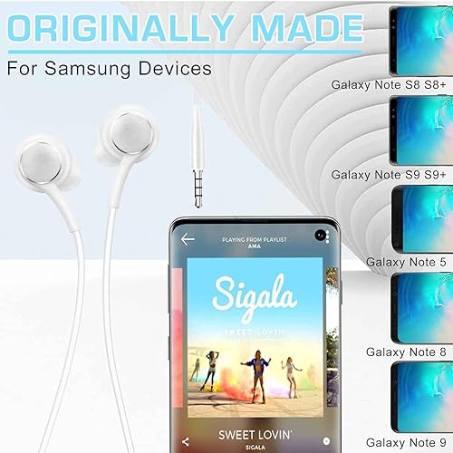Miniatura 4 de UrbanX Auriculares estéreo OEM 2019 para Samsung Galaxy A53 5G A73 5G Plus Cable trenzado - Diseñado por AKG - con micrófono y botones de volumen