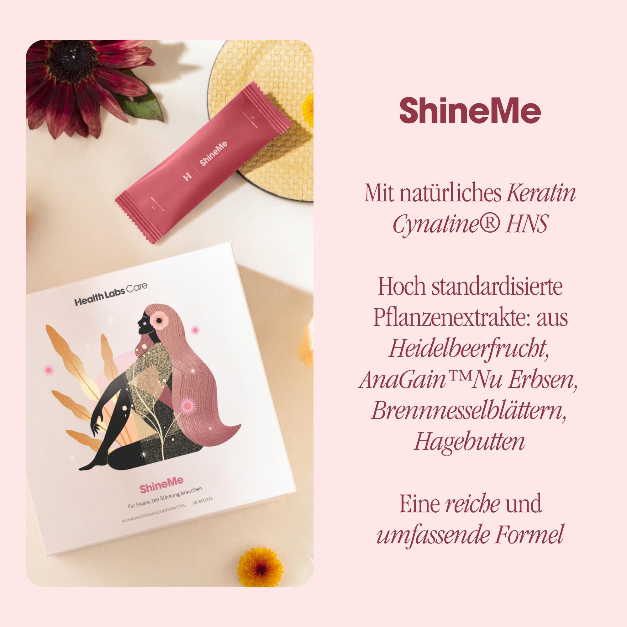 Haar Vitamine mit Keratin & MSM - Zink & Aminosäuren - 30 Sachets | Für gesunde Haare von innen • 10 Pflanzenextrakte • Mit Aminosäuren & Silizium • 30 Sachets