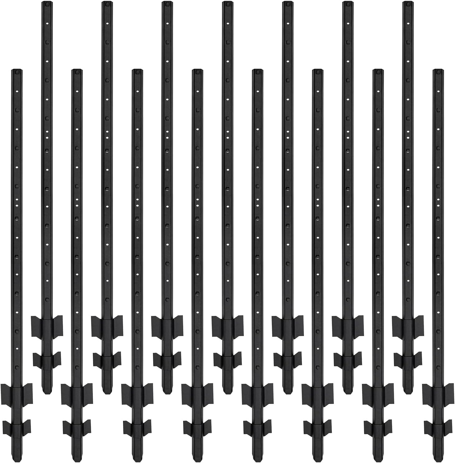 Fence Posts 4 Feet, Heavy Duty Metal Fence Post with U-Channel, Steel Fence U Post for Wire Fencing Steel Post for Yard, Outdoor Wire (Black - Set 15) 4F Black - Set 15