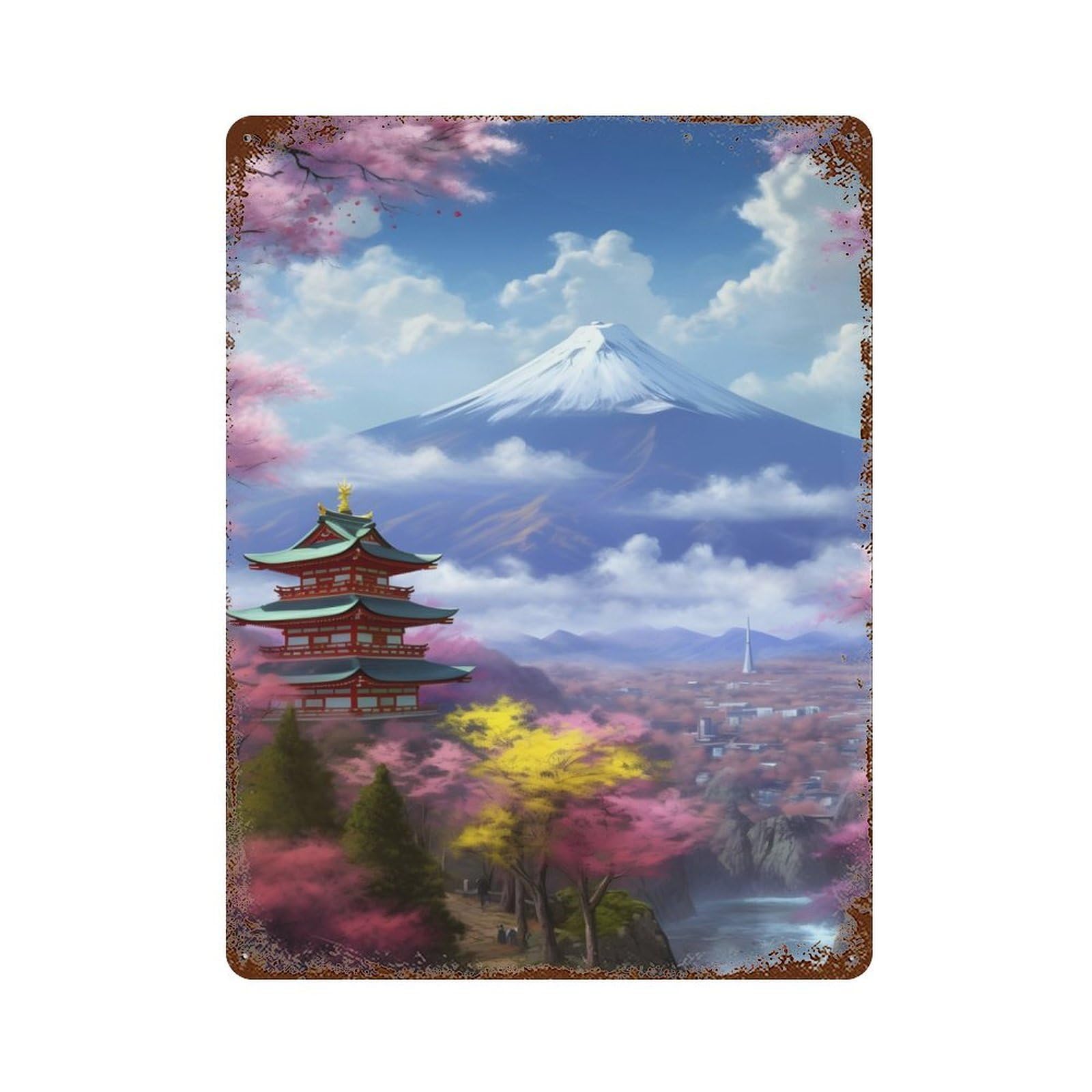 Majestic Fuji Painting Retro Metal Sign 15.7"x11.8", for Garage, Bar And Workshop Decor, Shabby Chic Decor