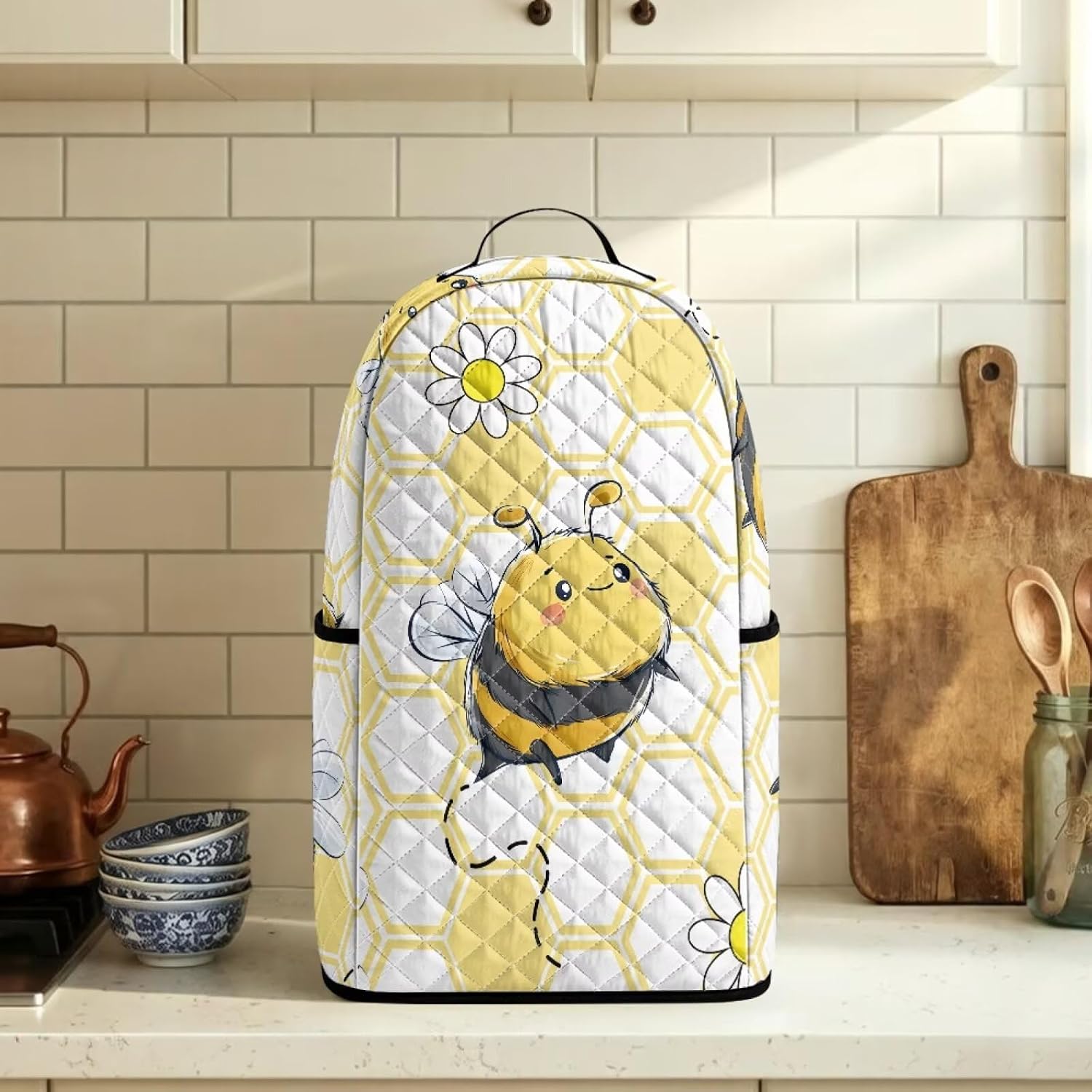 Talayituse Cute Bee Honeycomb Print Kitchen Blender Dust Cover with Handle image 5