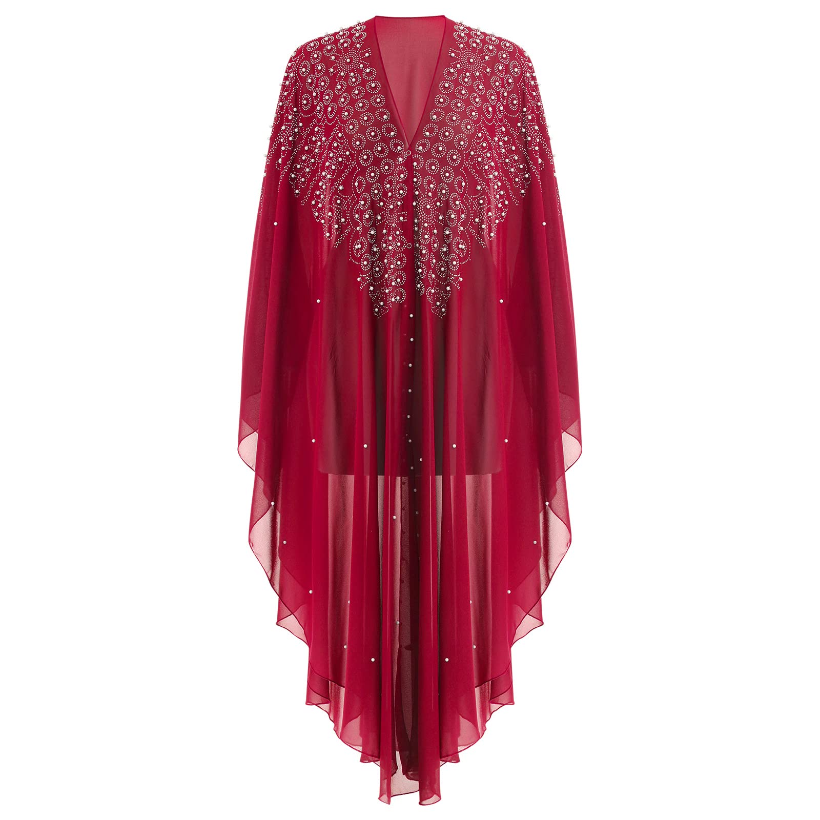 IBTOM CASTLE Women’s Muslim Abaya Dress Batwing Sleeved Beaded Embroidered Maxi Kaftan Dress with Hooded Elegant Islamic Middle East Dubai Arabic Ramadan Kimono Robe Summer Dresses