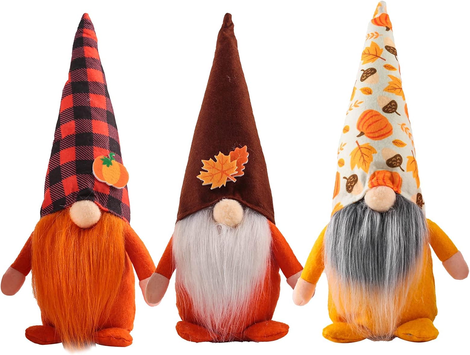 3 Pcs Fall Decoration Harvest Thanksgiving Decorations Gnomes Plush Elf Dwarf Doll Figurine with Pumpkin Autumn Maple Leaves
